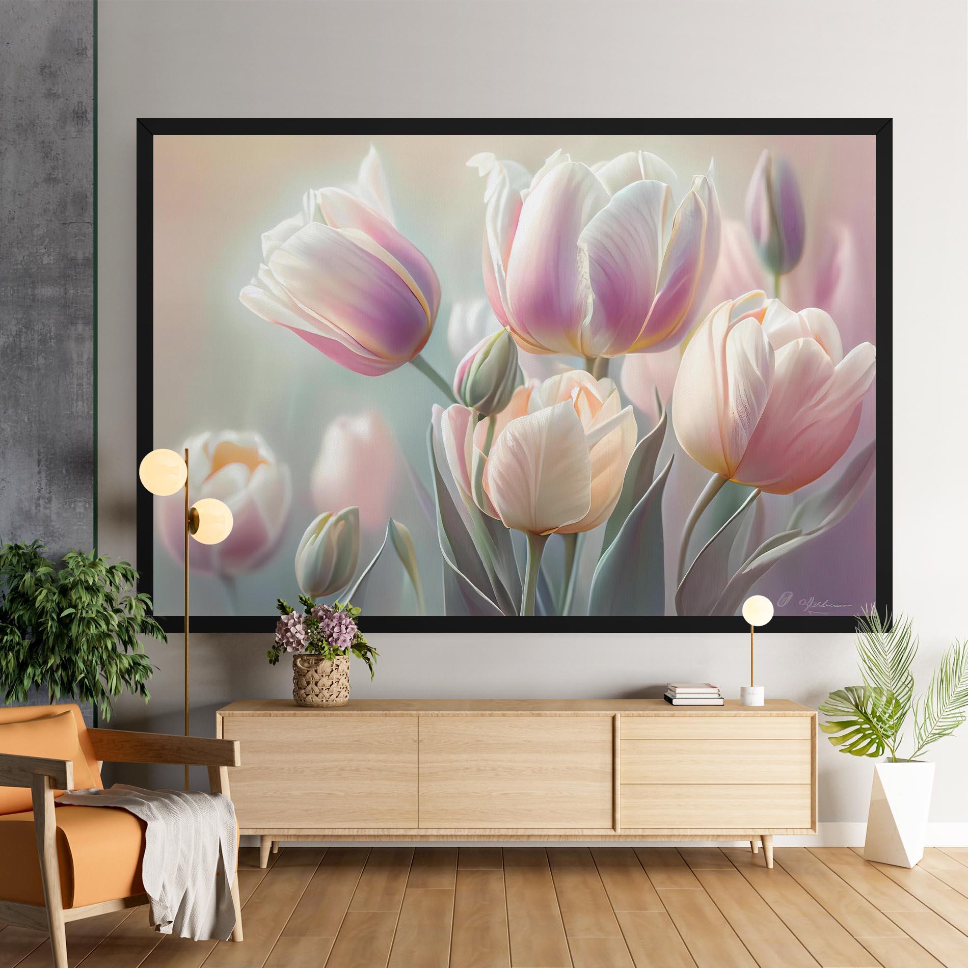 Vászonkép Dreamy White Tulips mockup 9