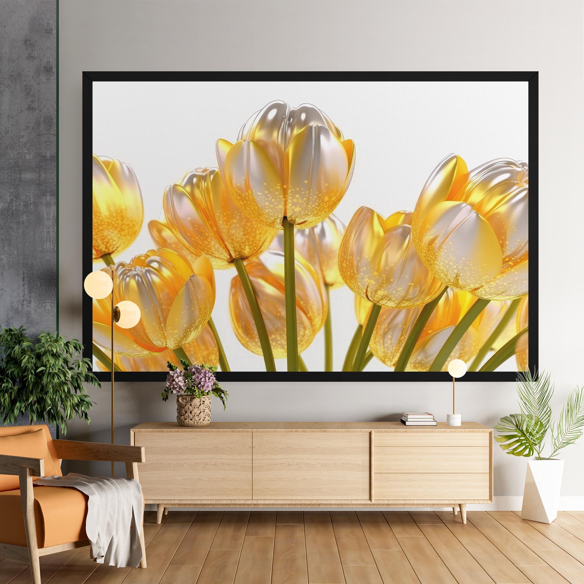 Vászonkép Gold White Tulips mockup 9