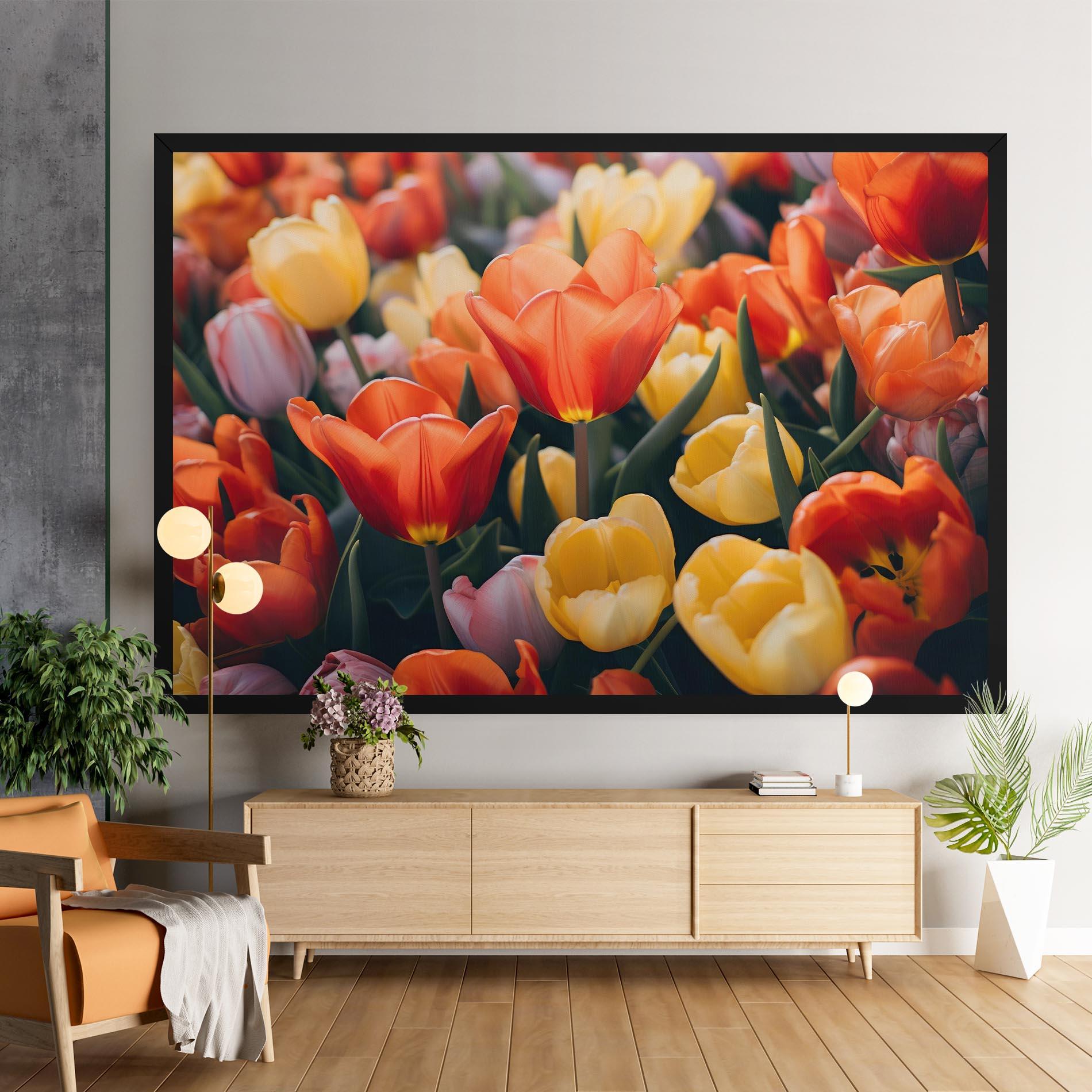 Vászonkép Orange Yellow Tulips mockup 9