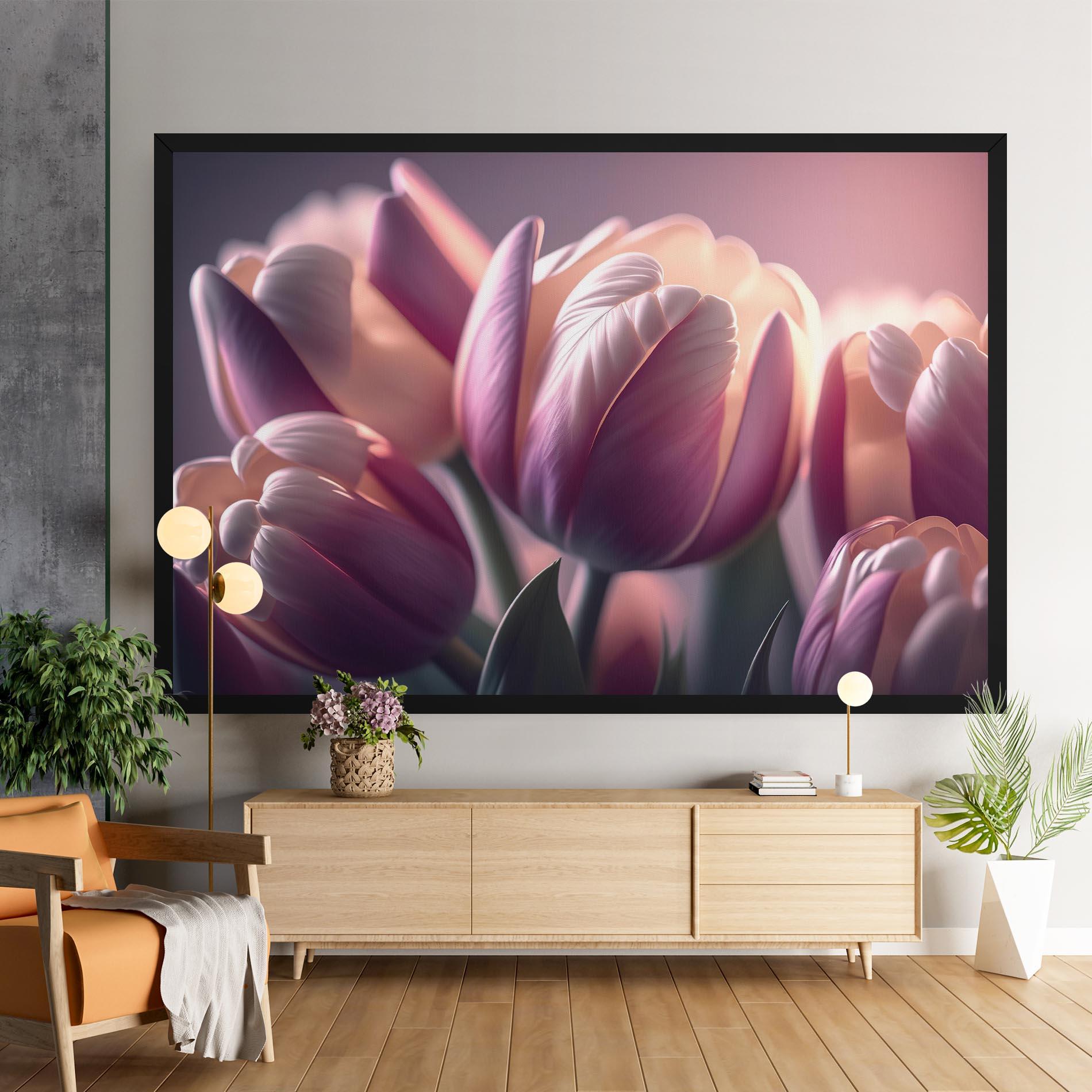 Vászonkép Pastel Pink Tulips mockup 9