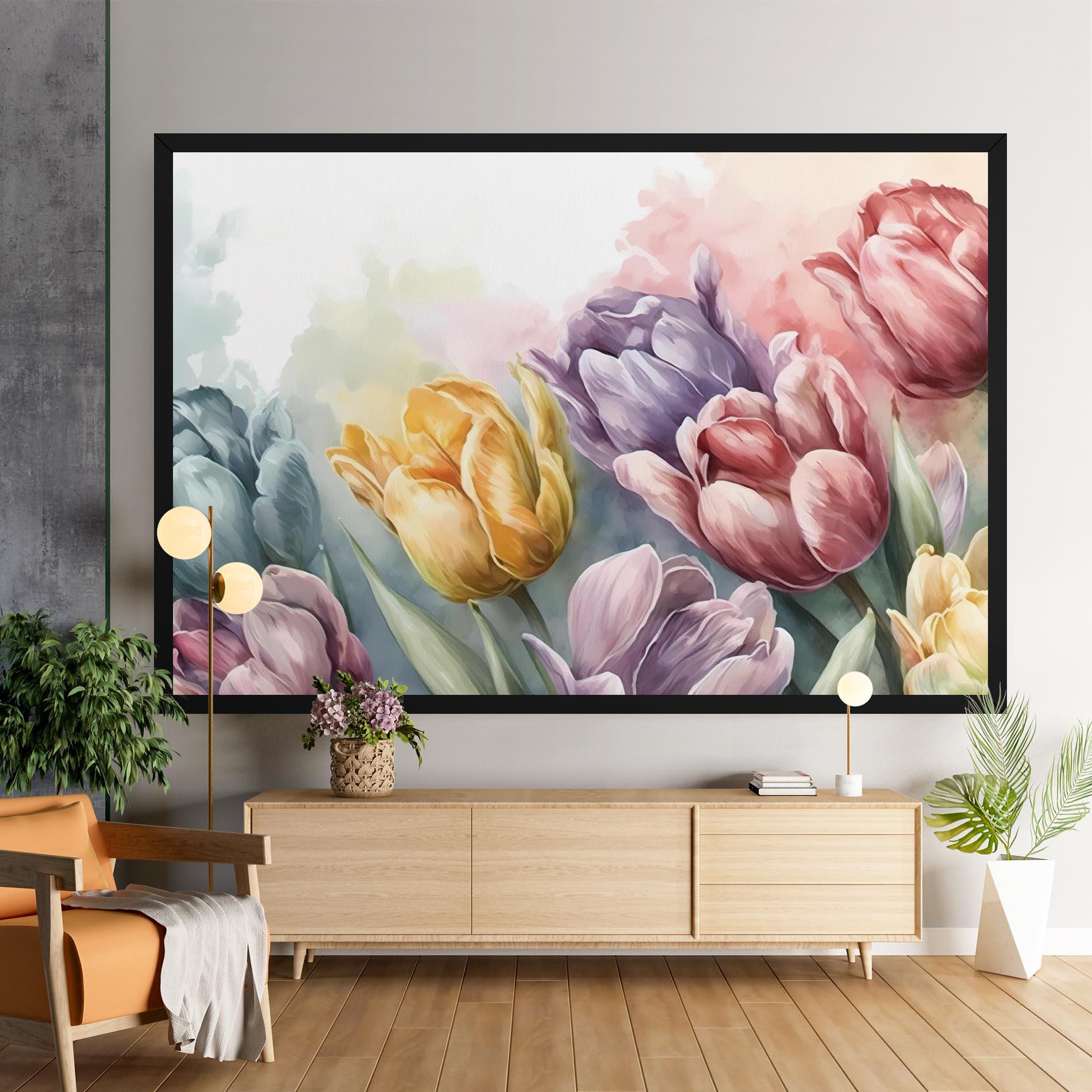 Vászonkép Pastel Tulips mockup 9