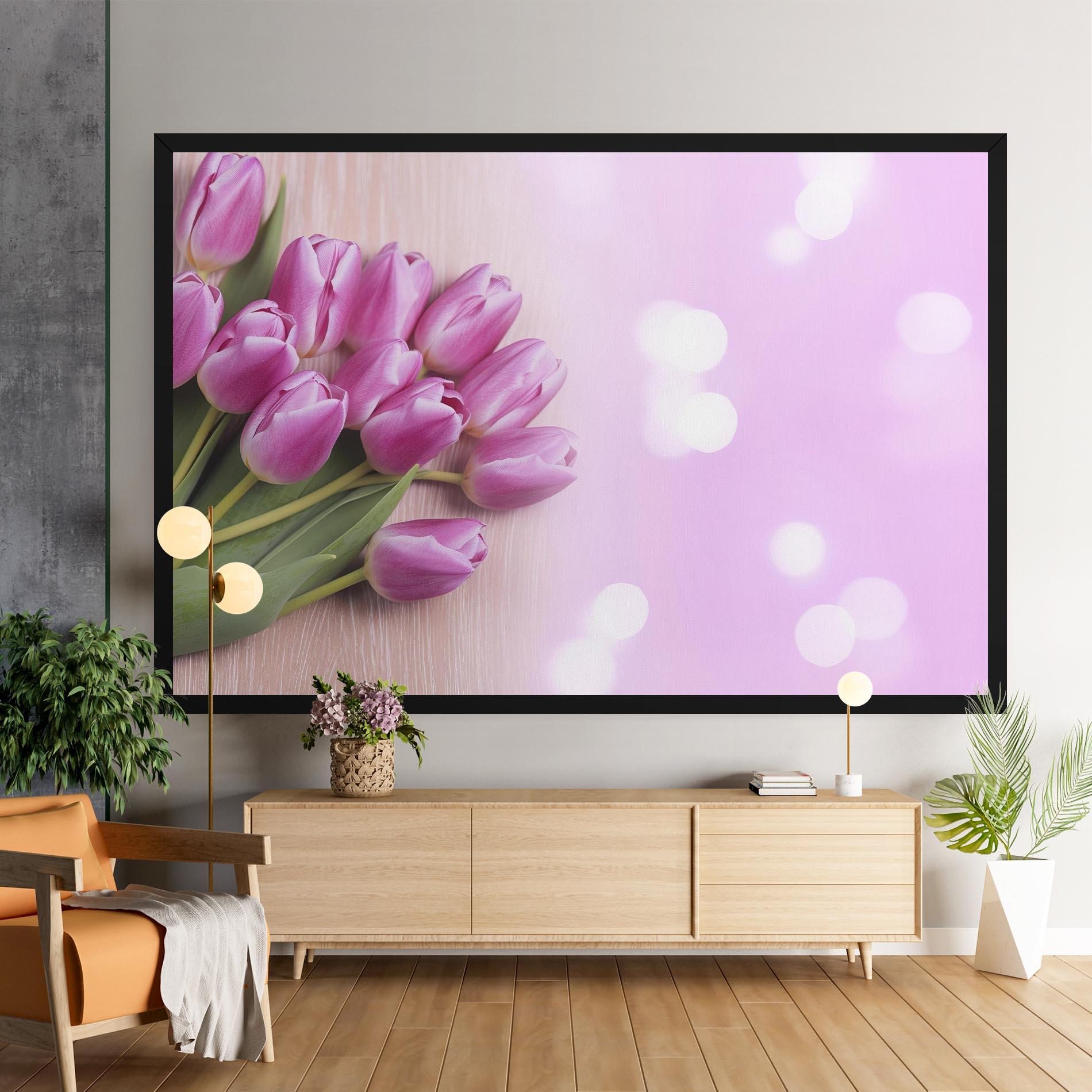 Vászonkép Pink Tulip Flowers mockup 9