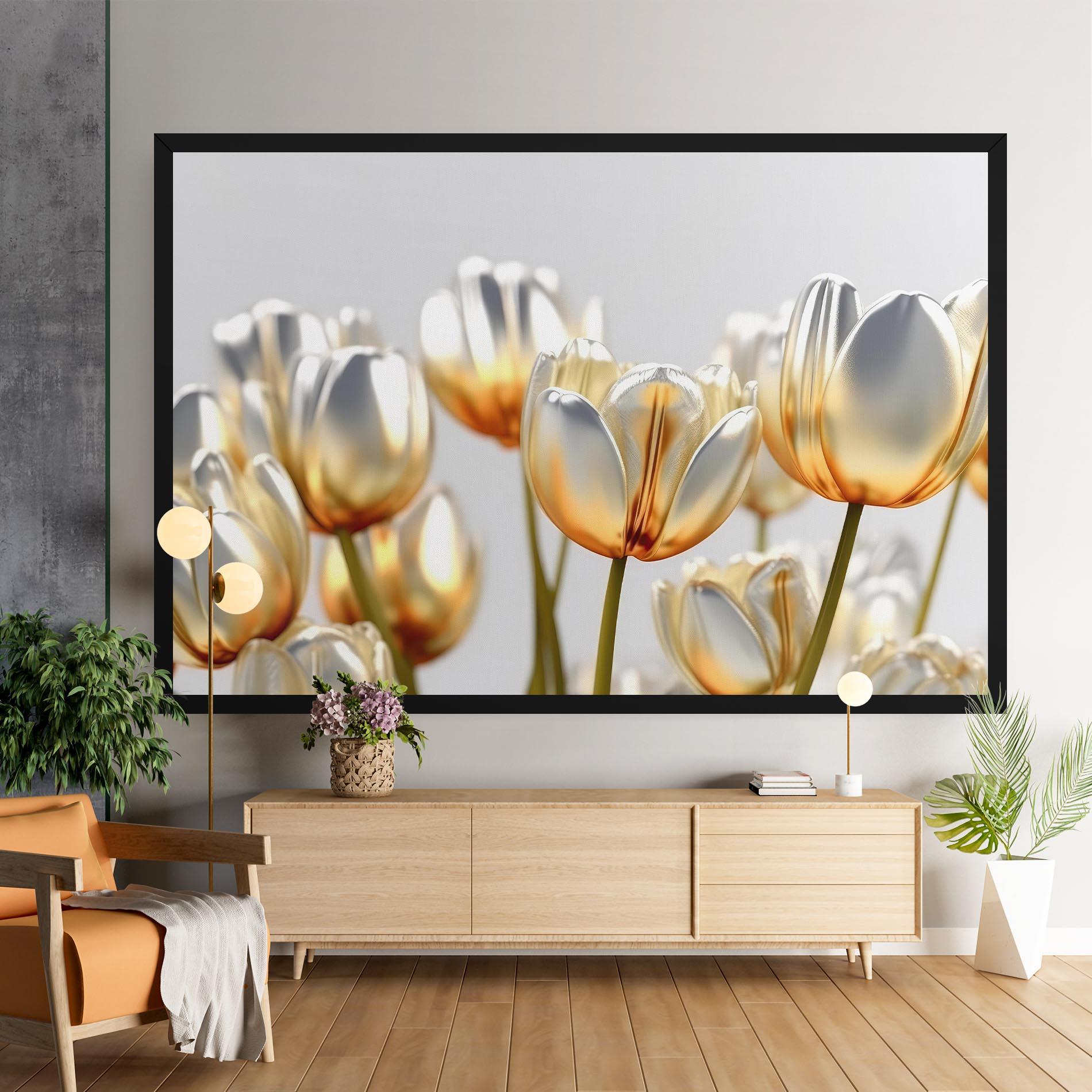 Vászonkép White Golden Tulips mockup 9