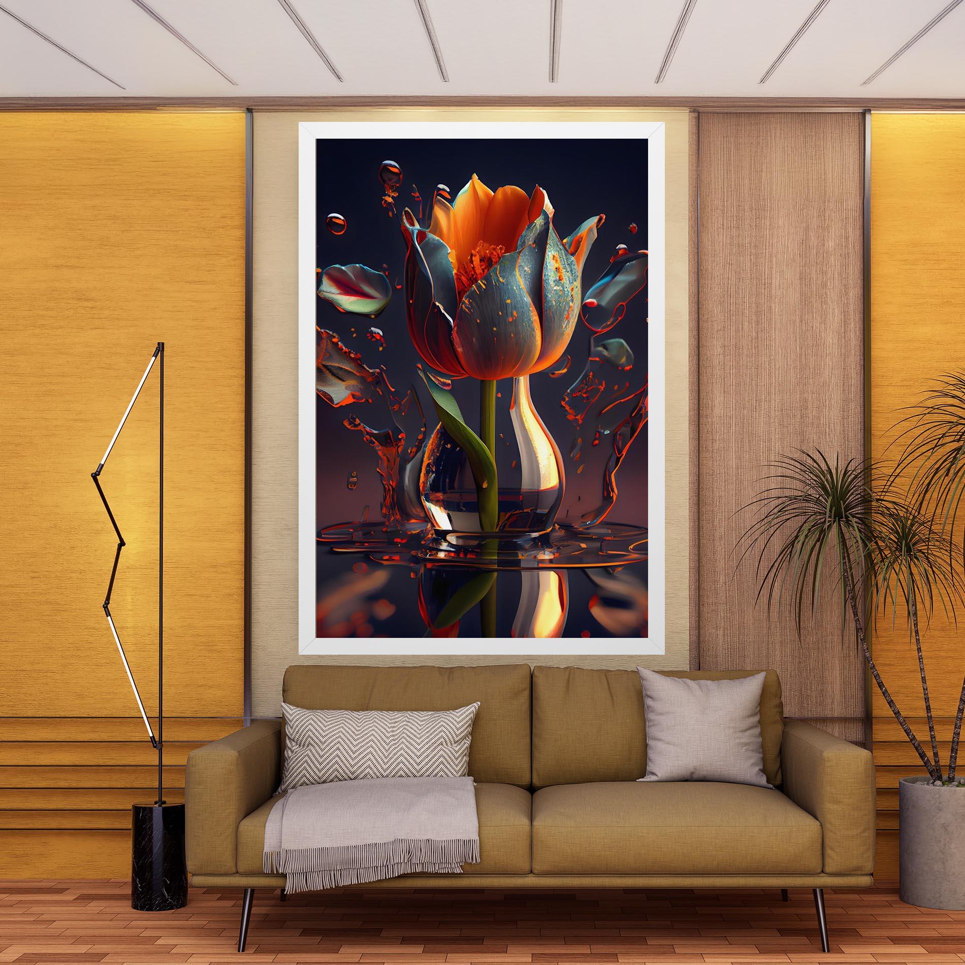 Vászonkép Black Tulip In Vase mockup 9