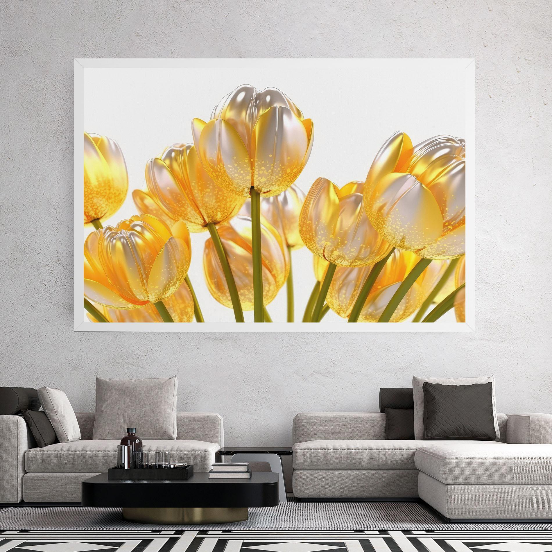 Vászonkép Gold White Tulips mockup 2