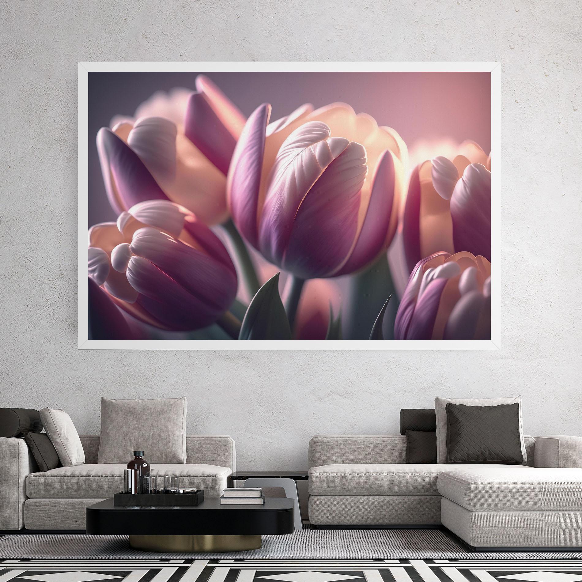 Vászonkép Pastel Pink Tulips mockup 2