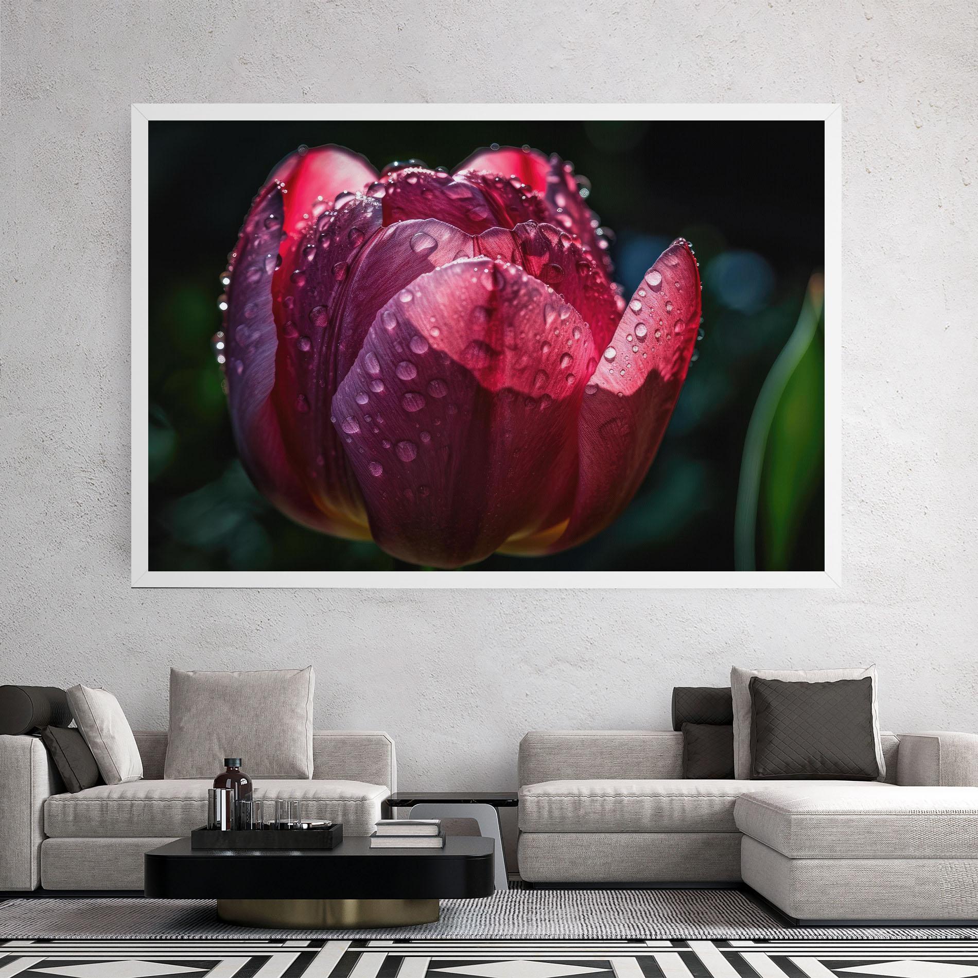 Vászonkép Pink Tulip After Rain mockup 2