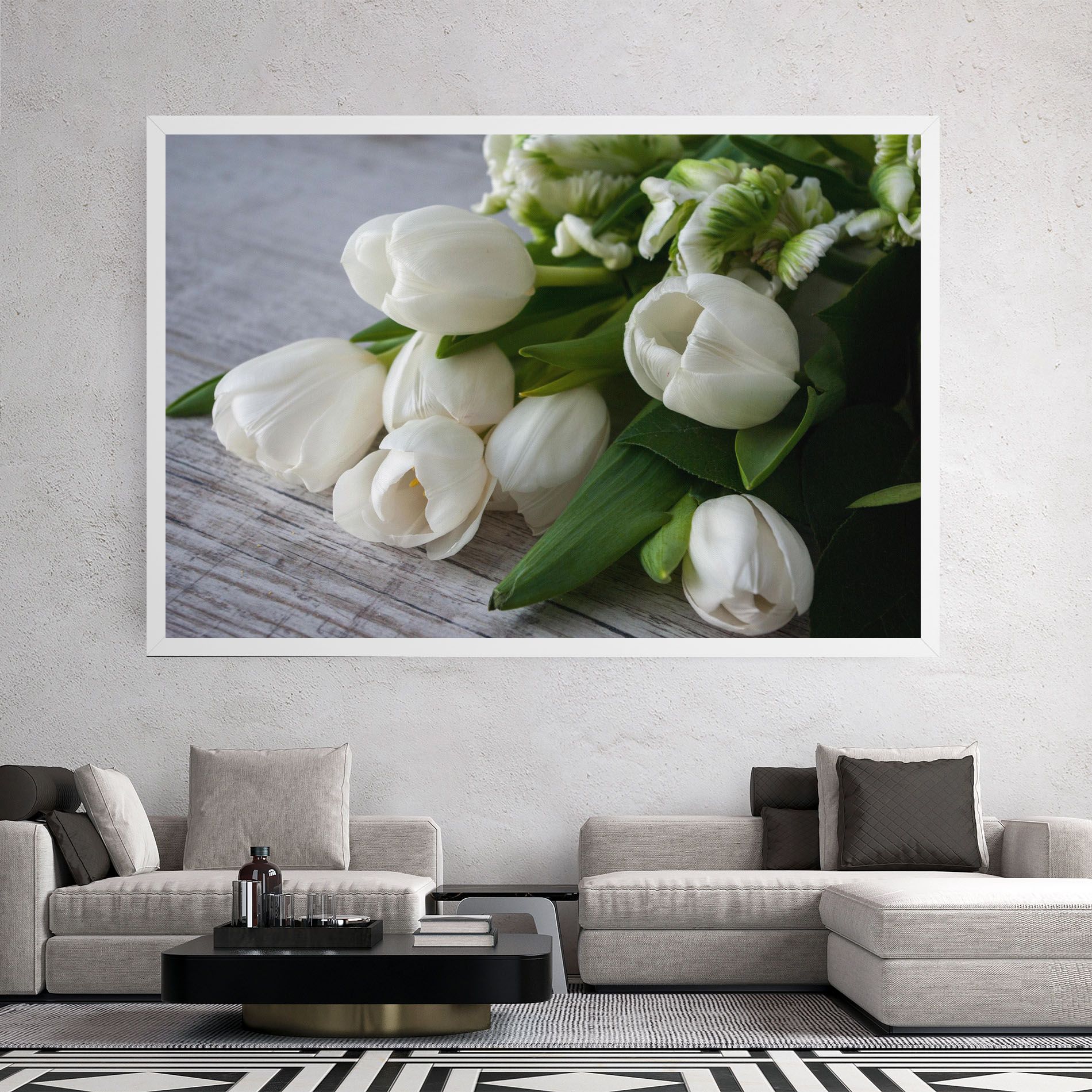 White Tulips Bouquet mockup 2