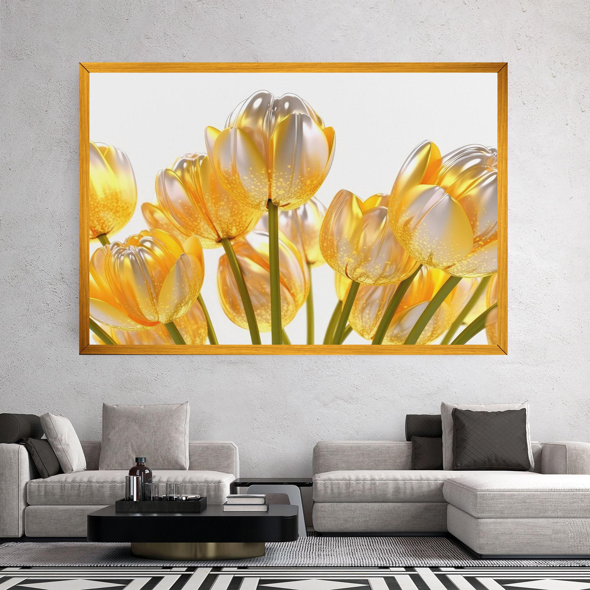 Vászonkép Gold White Tulips mockup 2