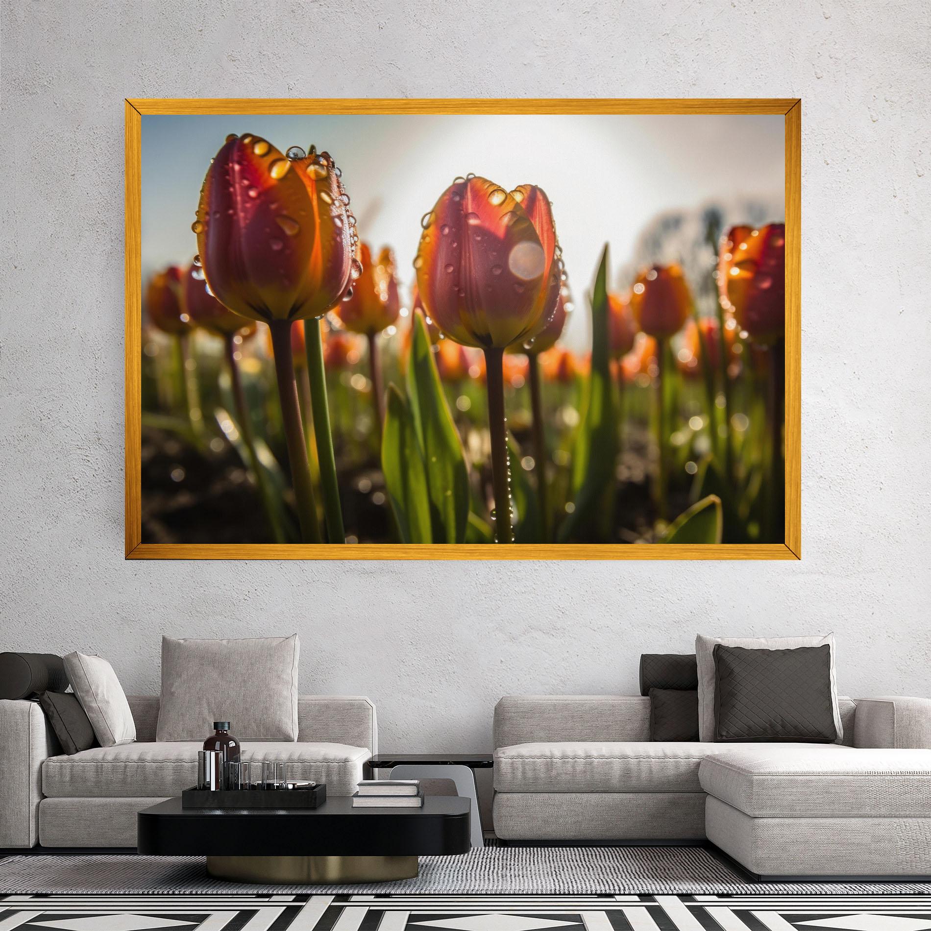 Vászonkép Orange Tulips After Rain mockup 2