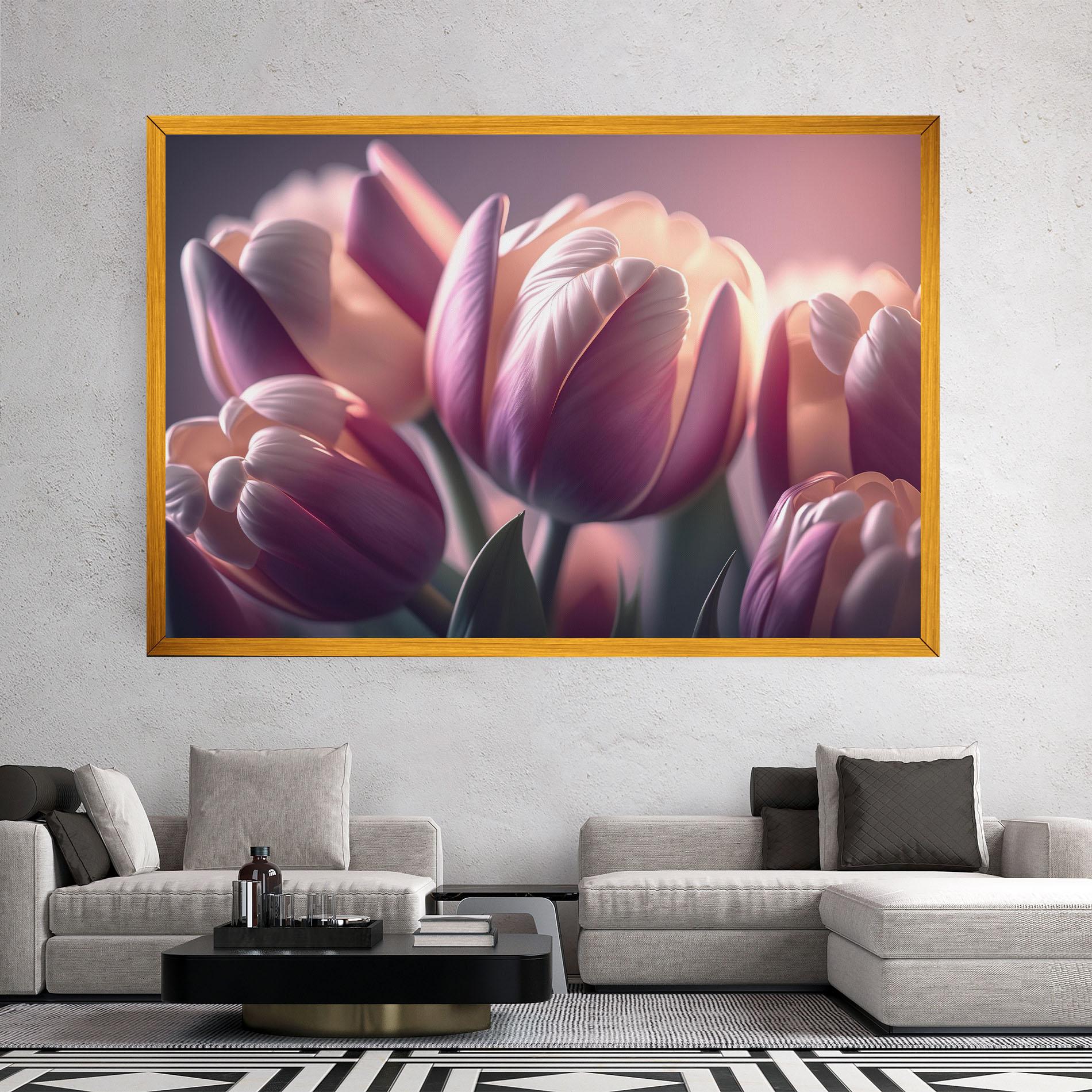 Vászonkép Pastel Pink Tulips mockup 2