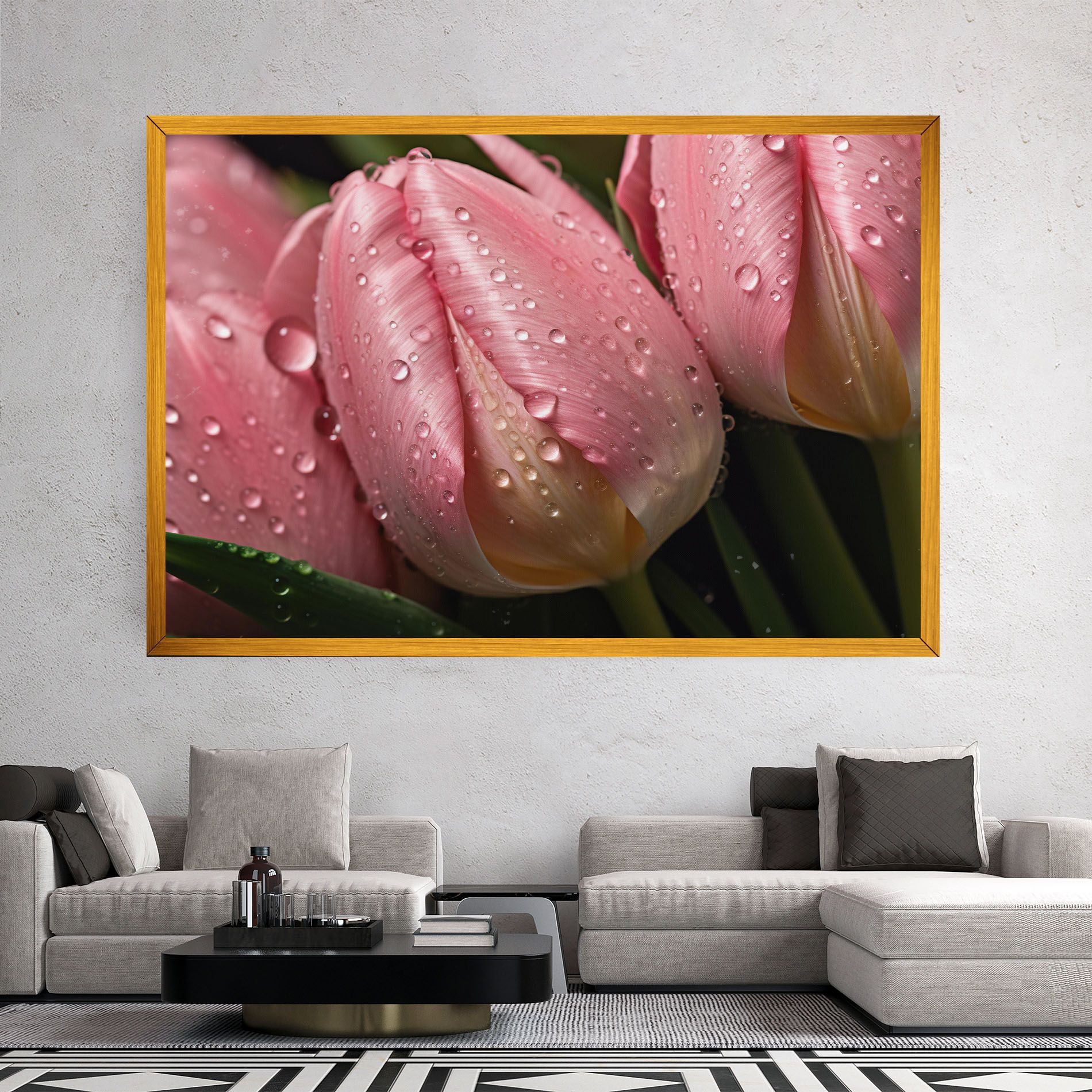 Pink Tulip With Drops mockup 2