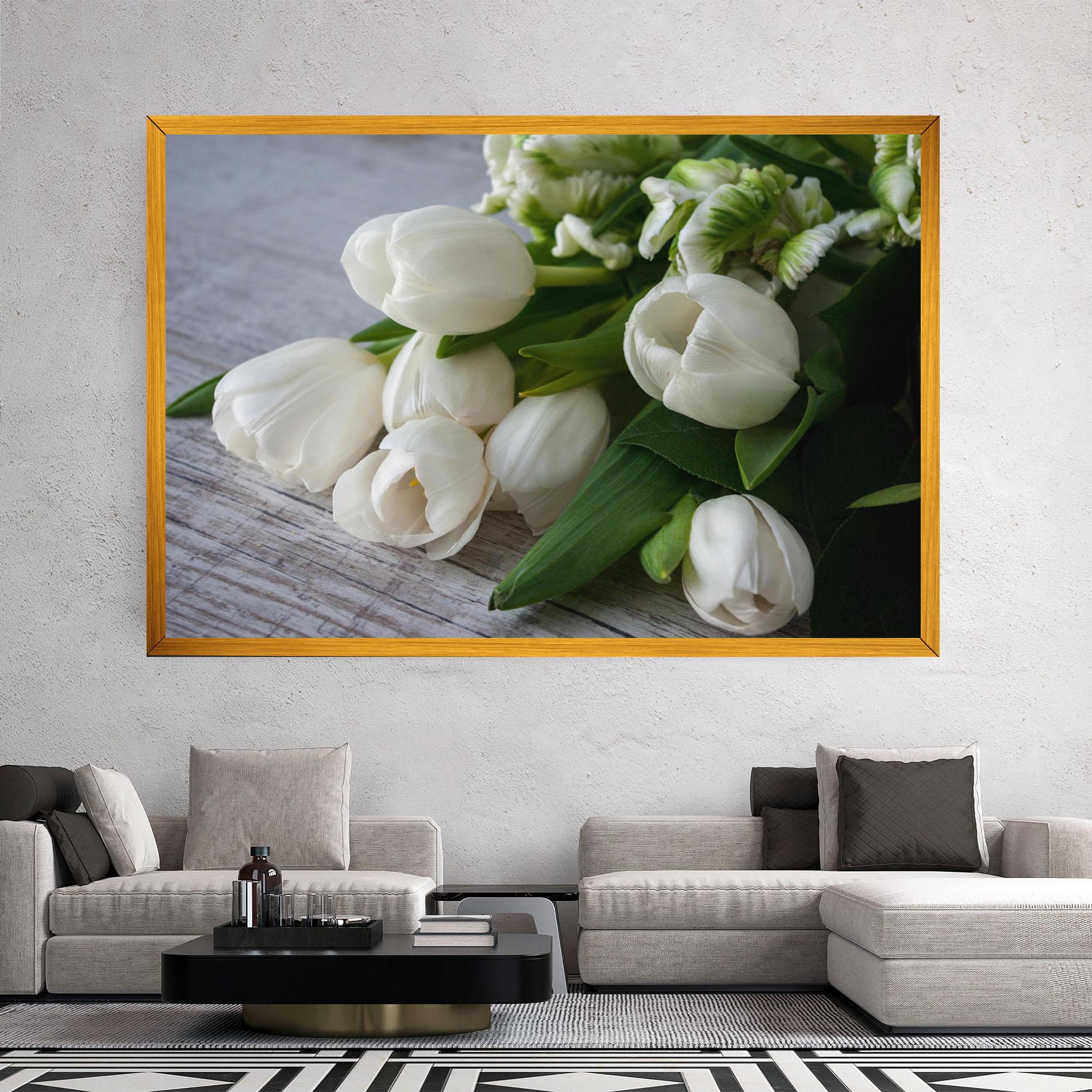 Vászonkép White Tulips Bouquet mockup 2
