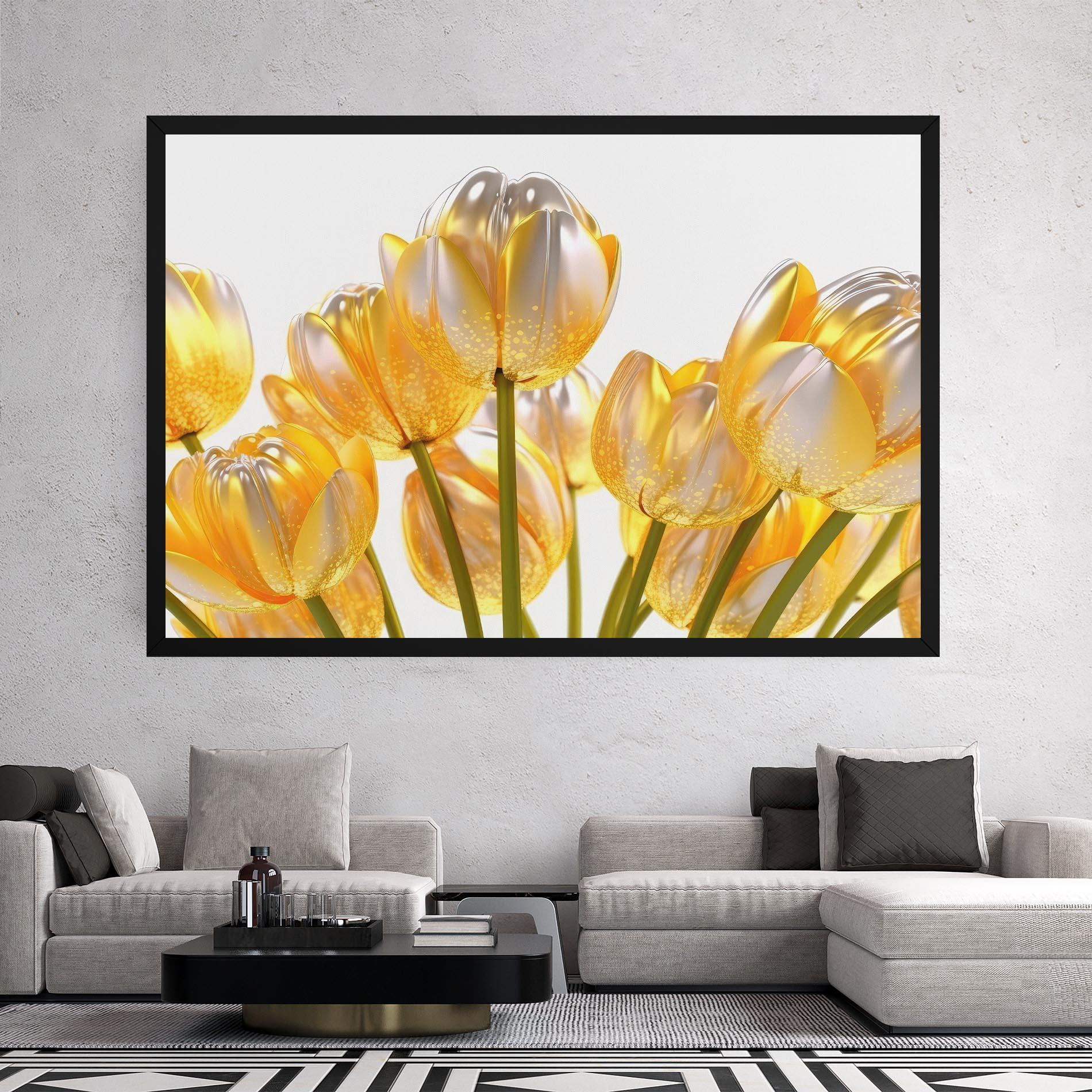Vászonkép Gold White Tulips mockup 2