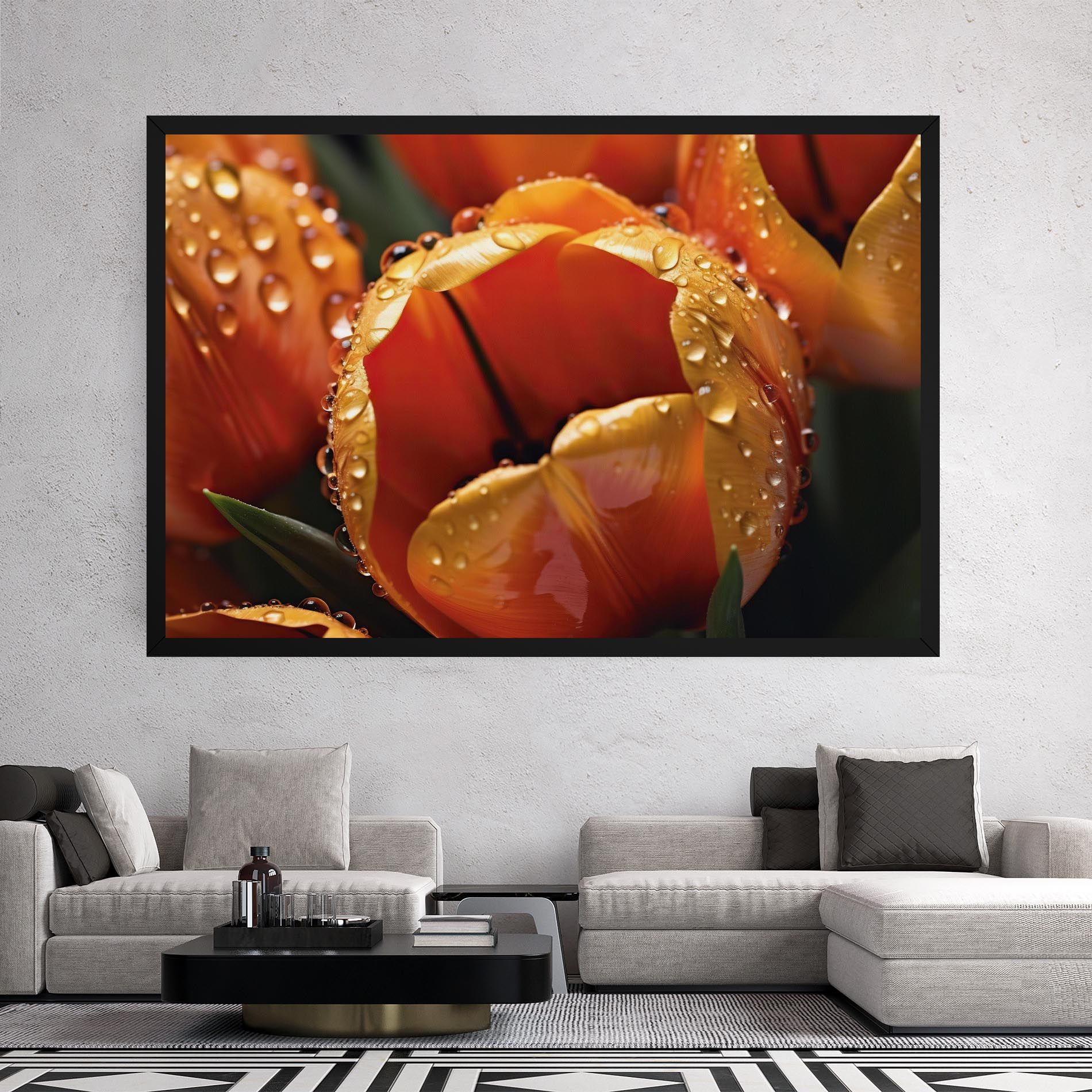 Orange Tulip Water Drops mockup 2