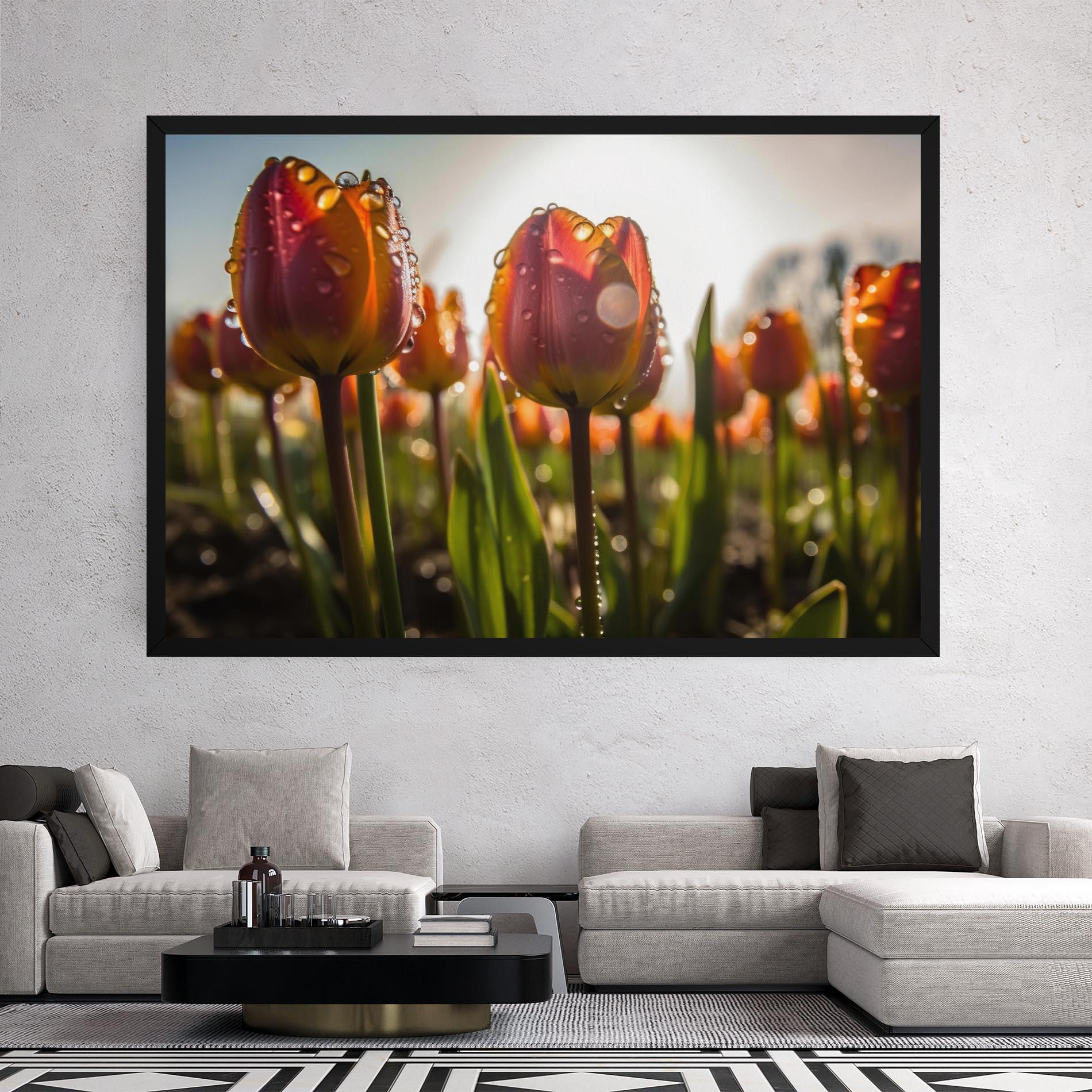 Vászonkép Orange Tulips After Rain mockup 2