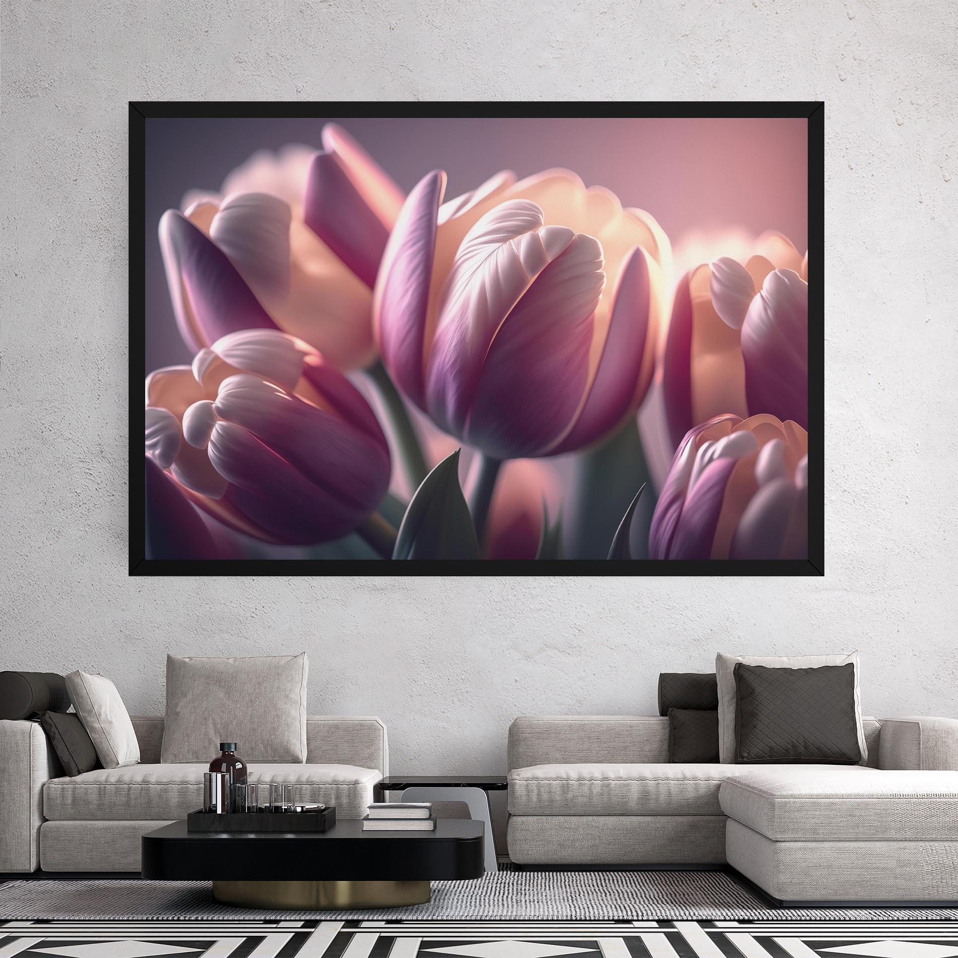Vászonkép Pastel Pink Tulips mockup 2