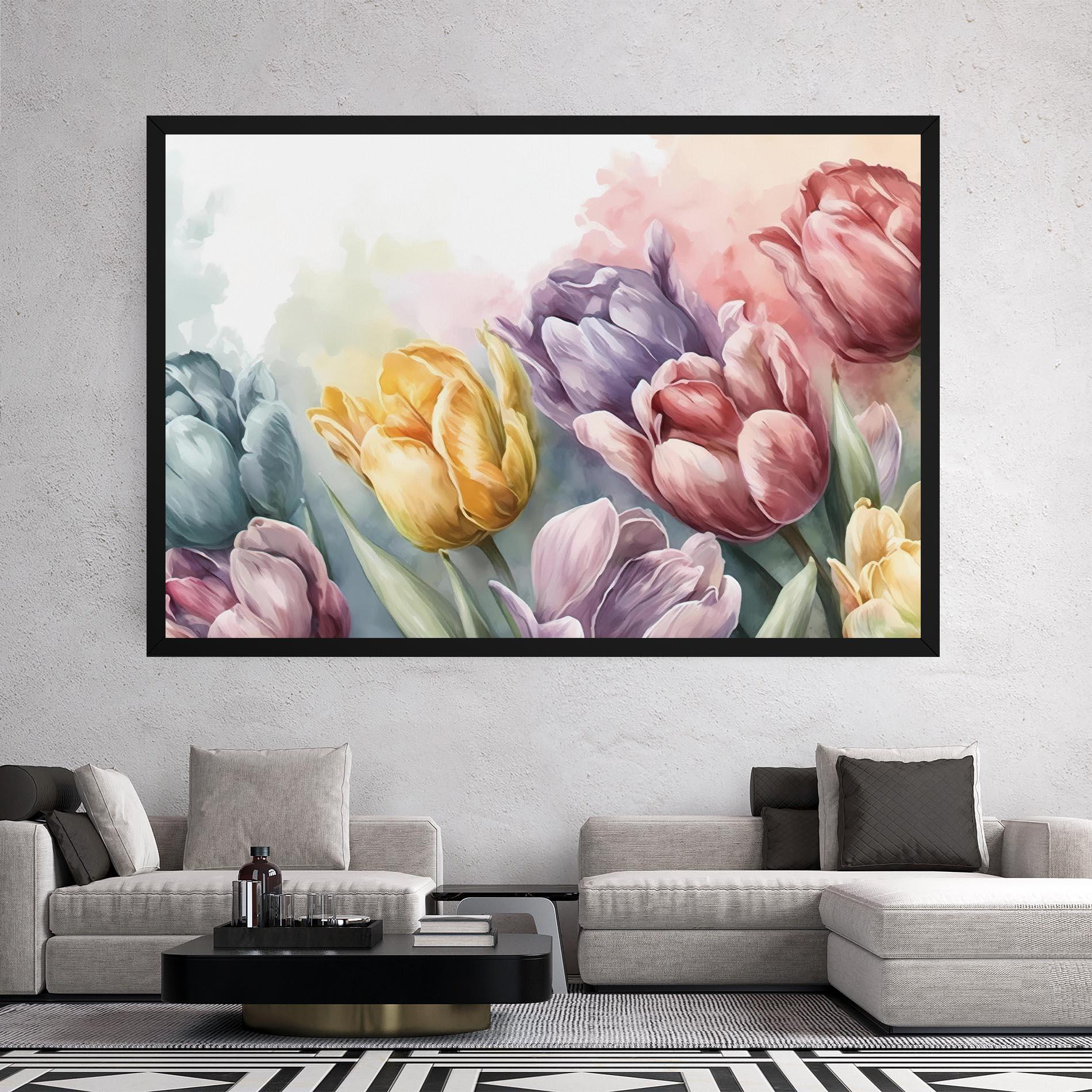 Vászonkép Pastel Tulips mockup 2