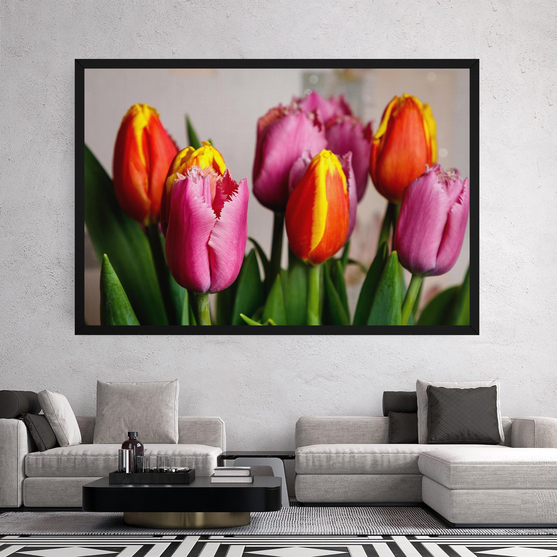 Vászonkép Pink Orange Tulips mockup 2