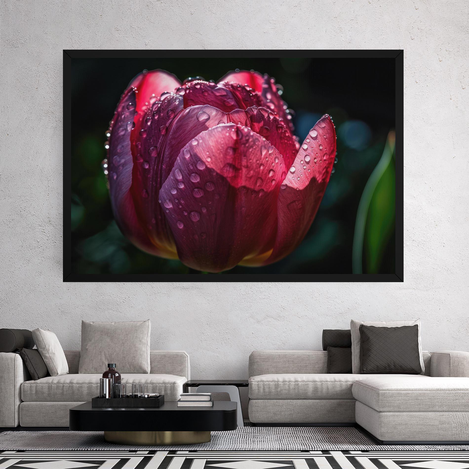 Vászonkép Pink Tulip After Rain mockup 2