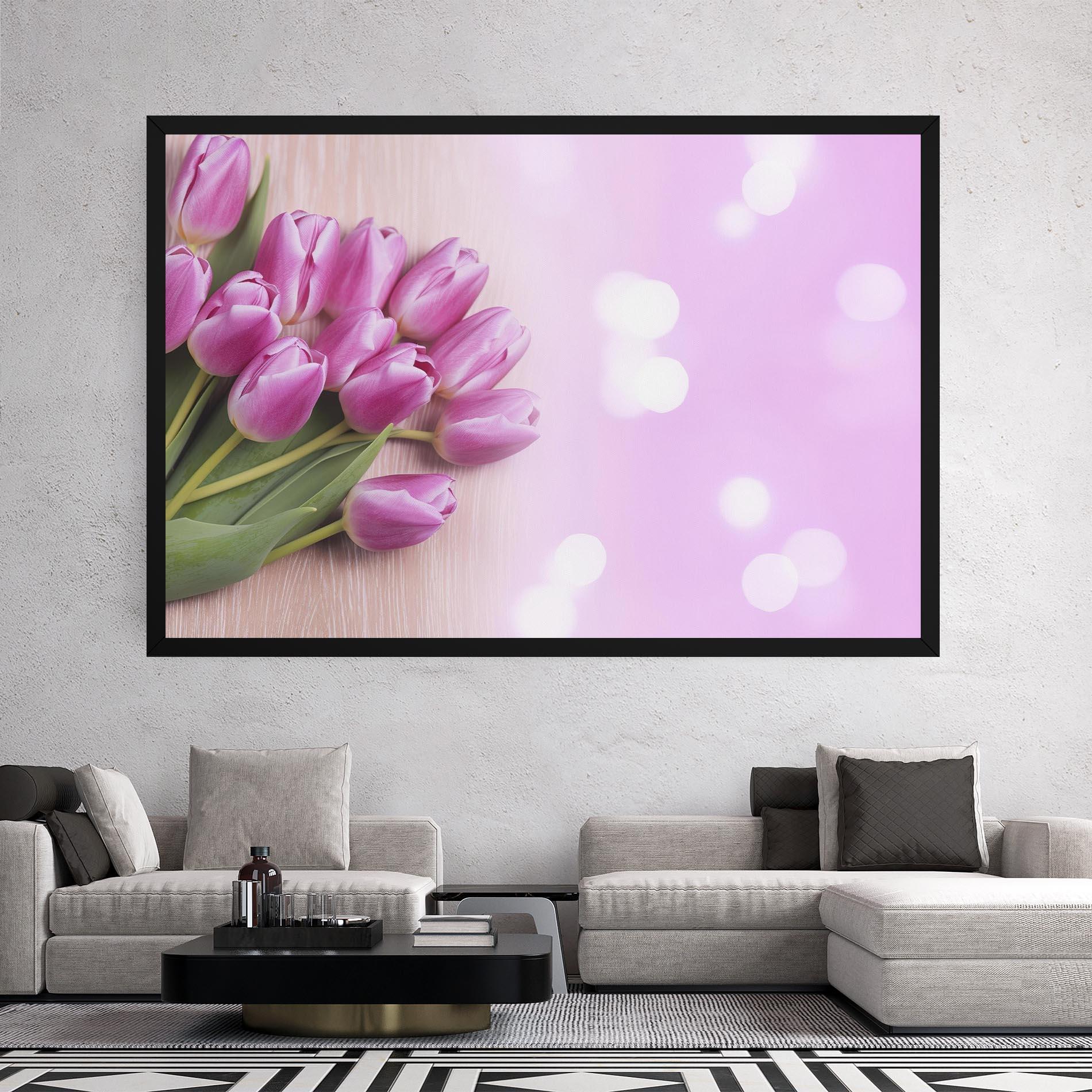 Vászonkép Pink Tulip Flowers mockup 2
