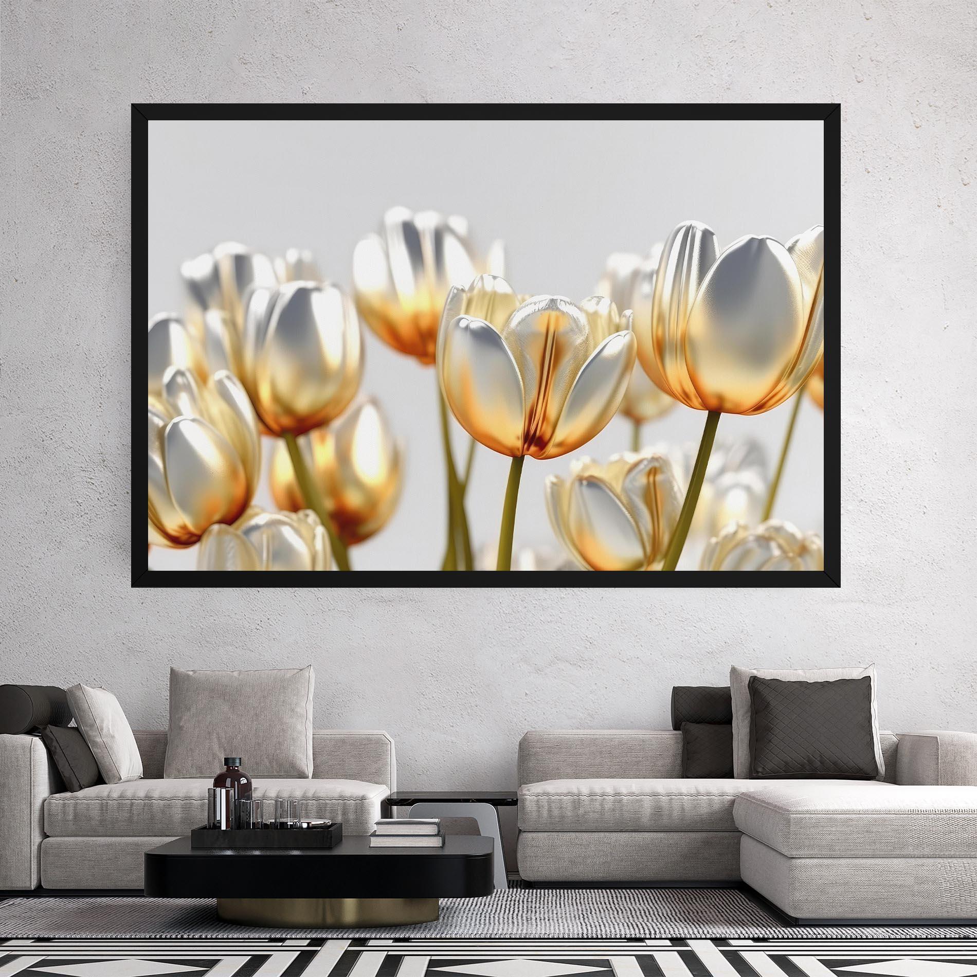 Vászonkép White Golden Tulips mockup 2