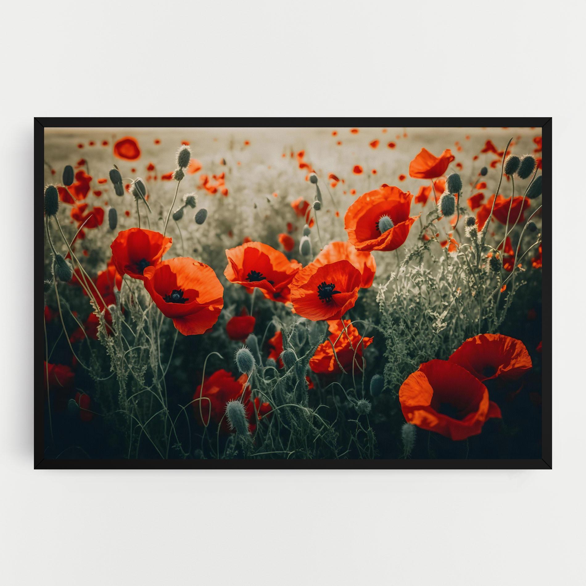 Vászonkép Poppy Grass Field mockup 0