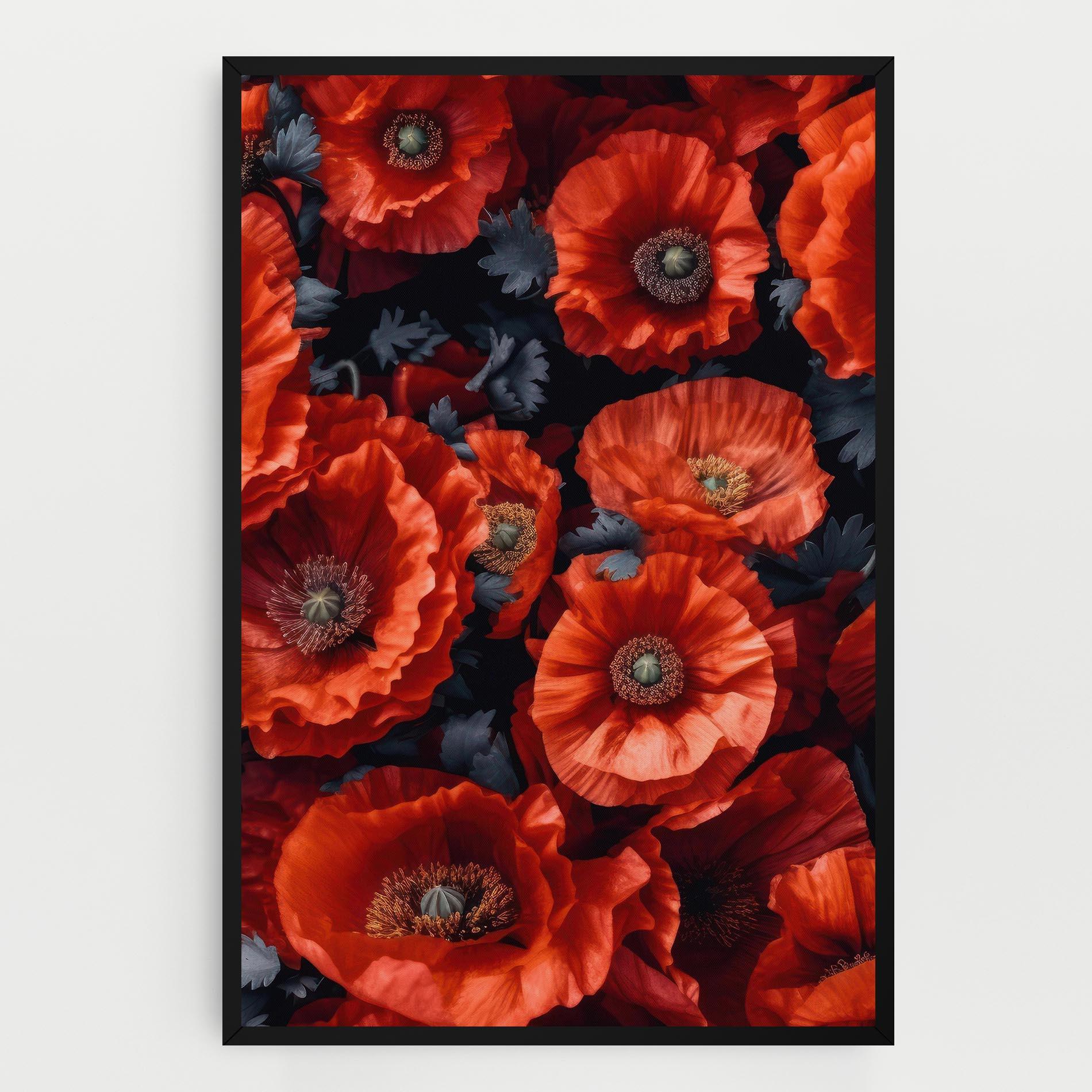 Vászonkép Black Red Poppies mockup 0