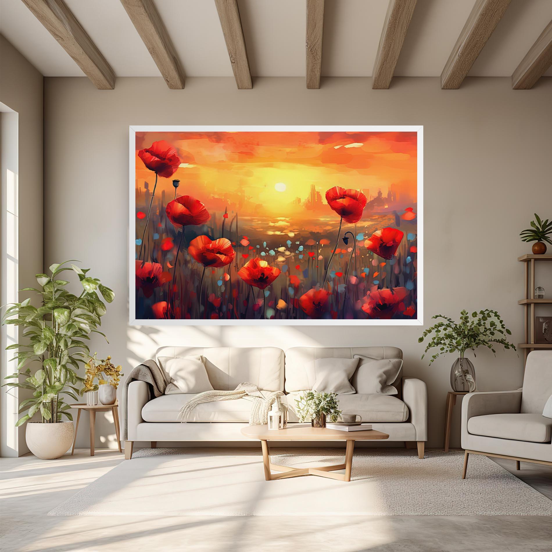 Vászonkép Sunrise Painting Poppies mockup 6