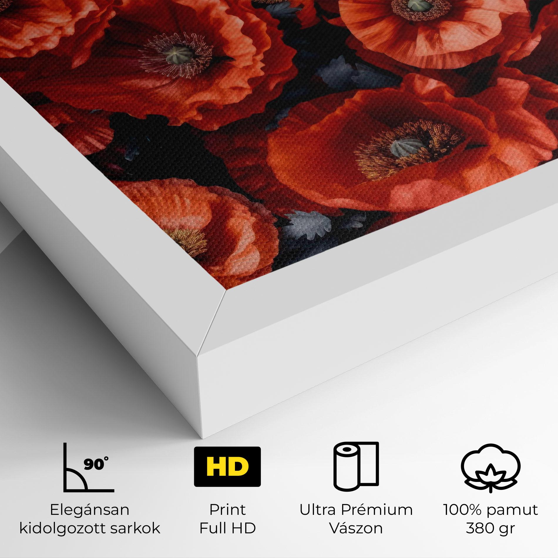 Vászonkép Black Red Poppies mockup 4