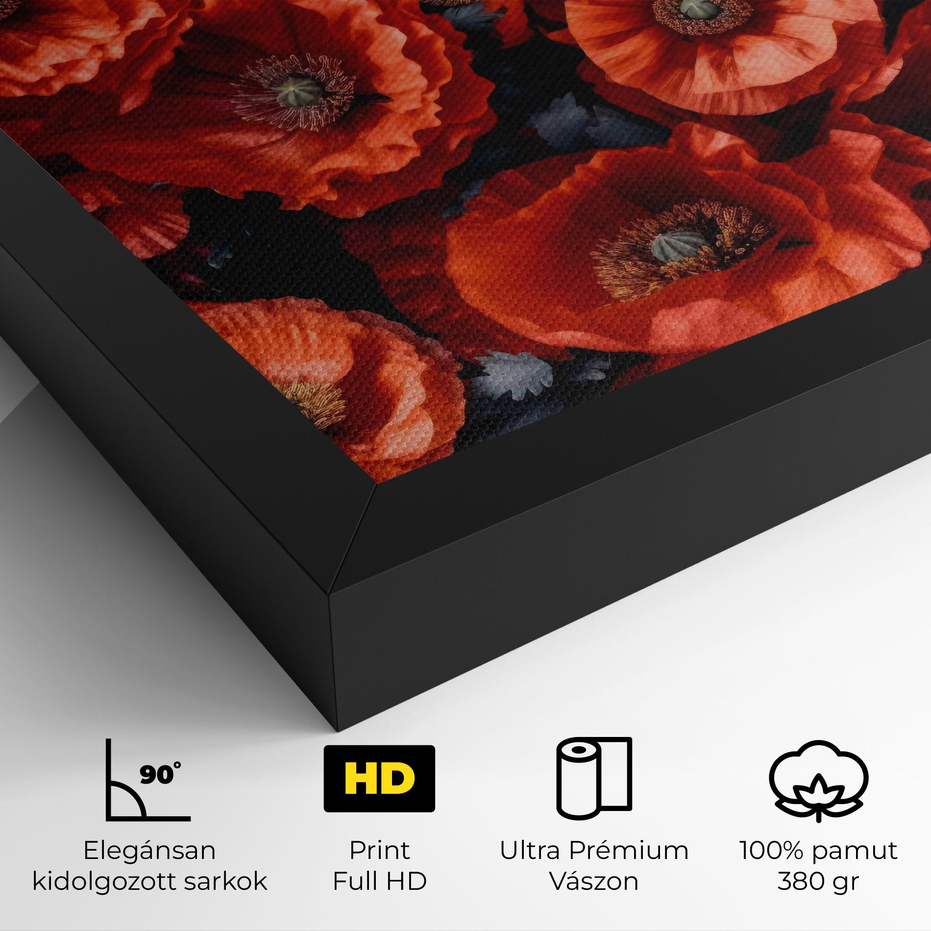 Vászonkép Black Red Poppies mockup 4