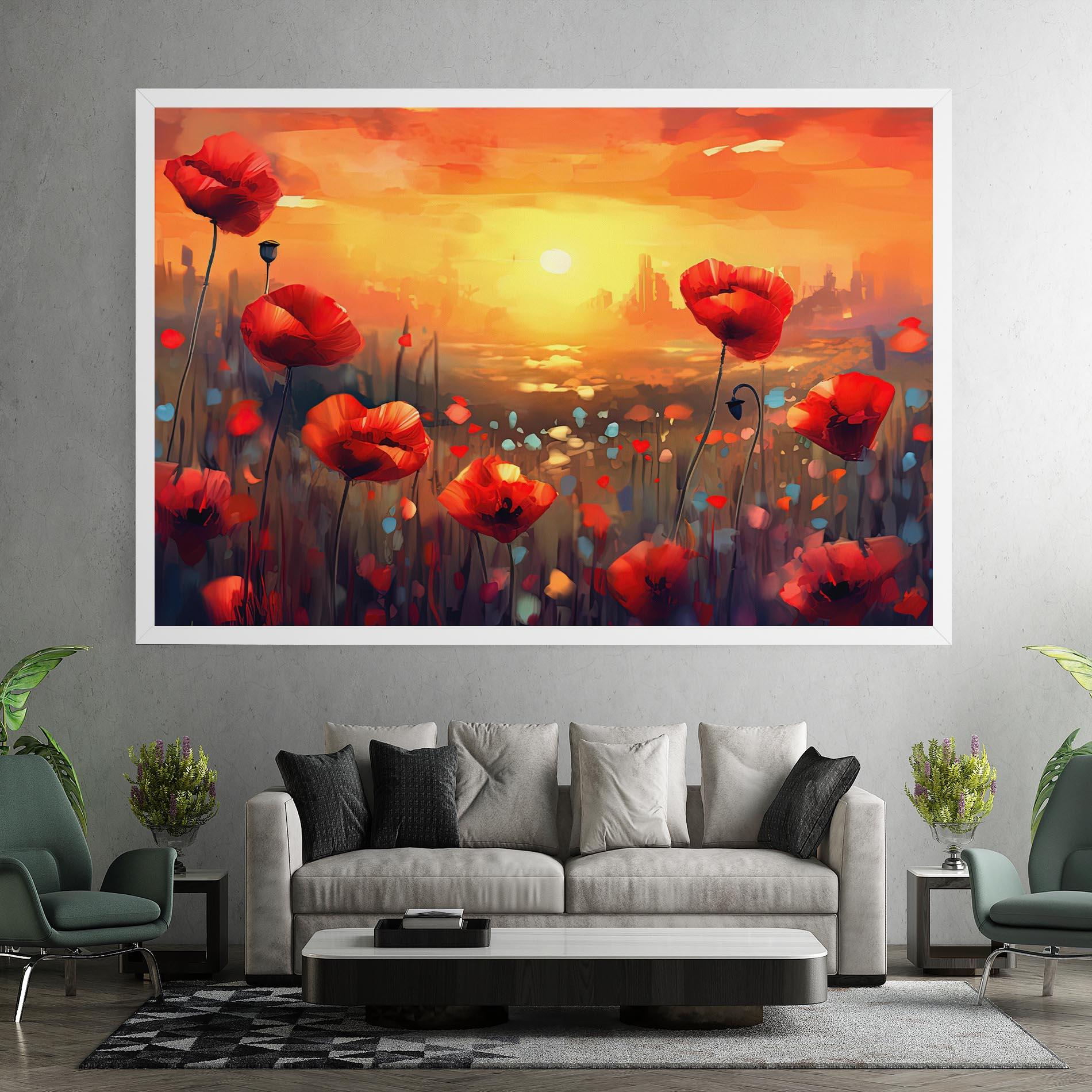 Vászonkép Sunrise Painting Poppies mockup 7