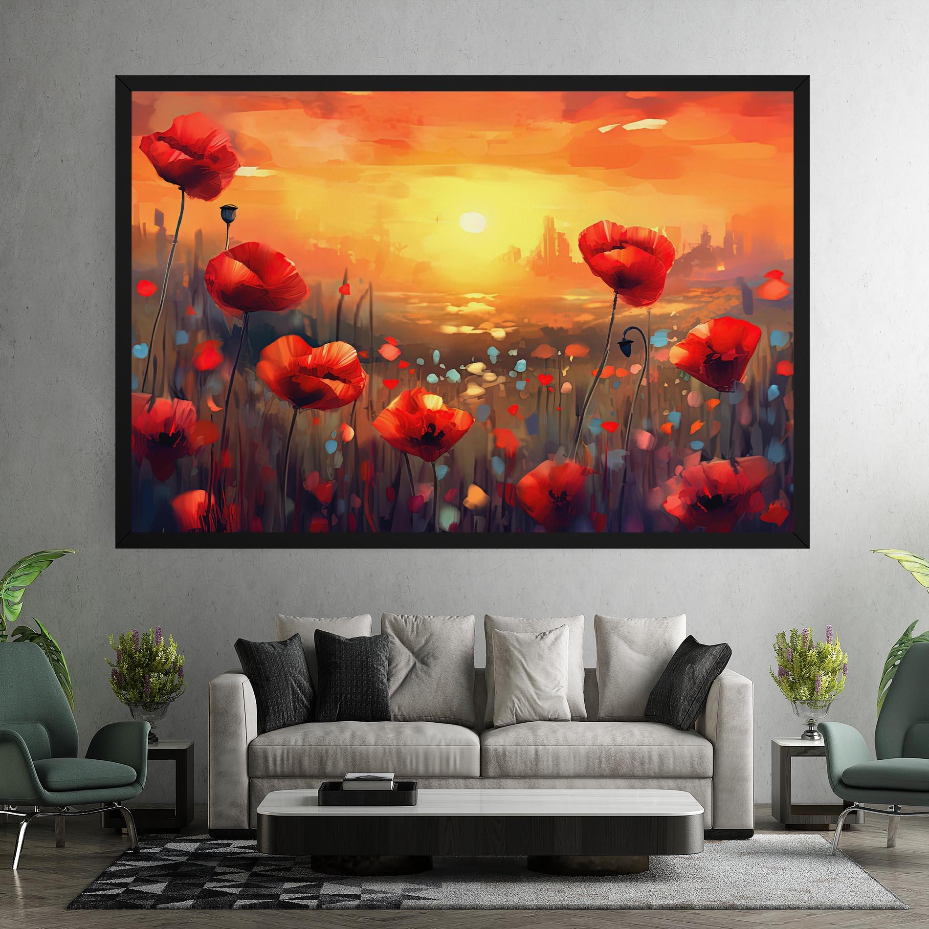 Vászonkép Sunrise Painting Poppies mockup 7