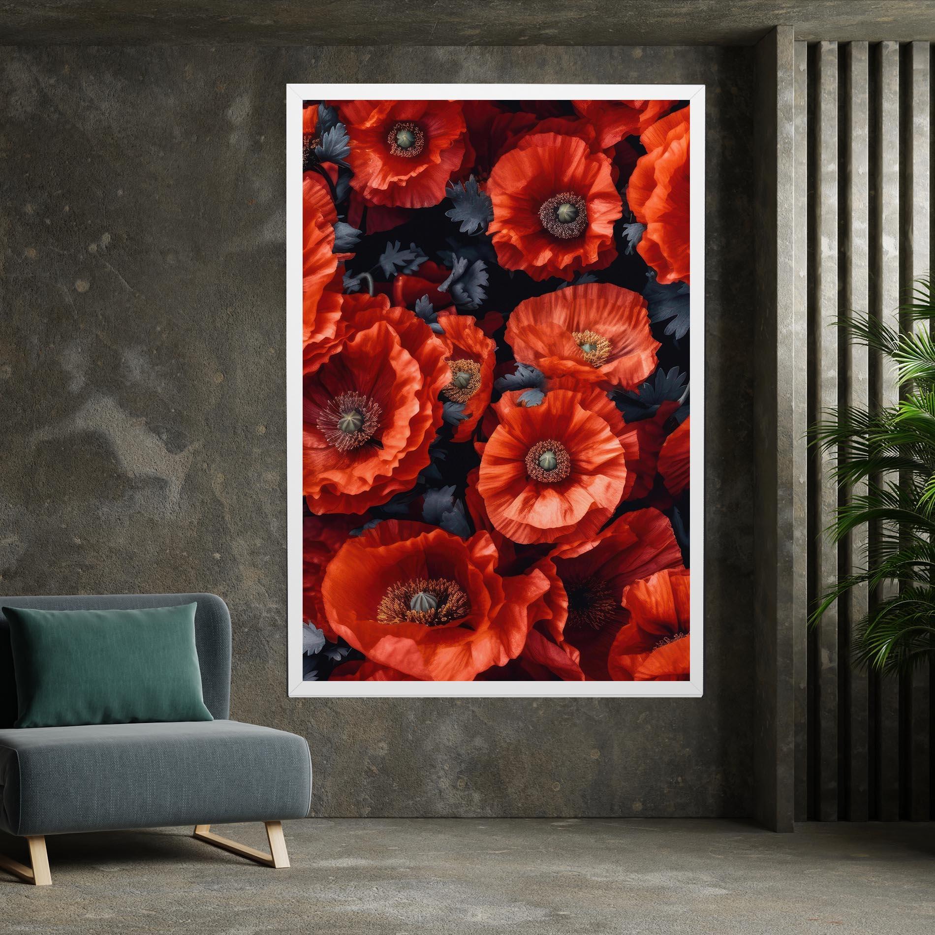 Vászonkép Black Red Poppies mockup 7