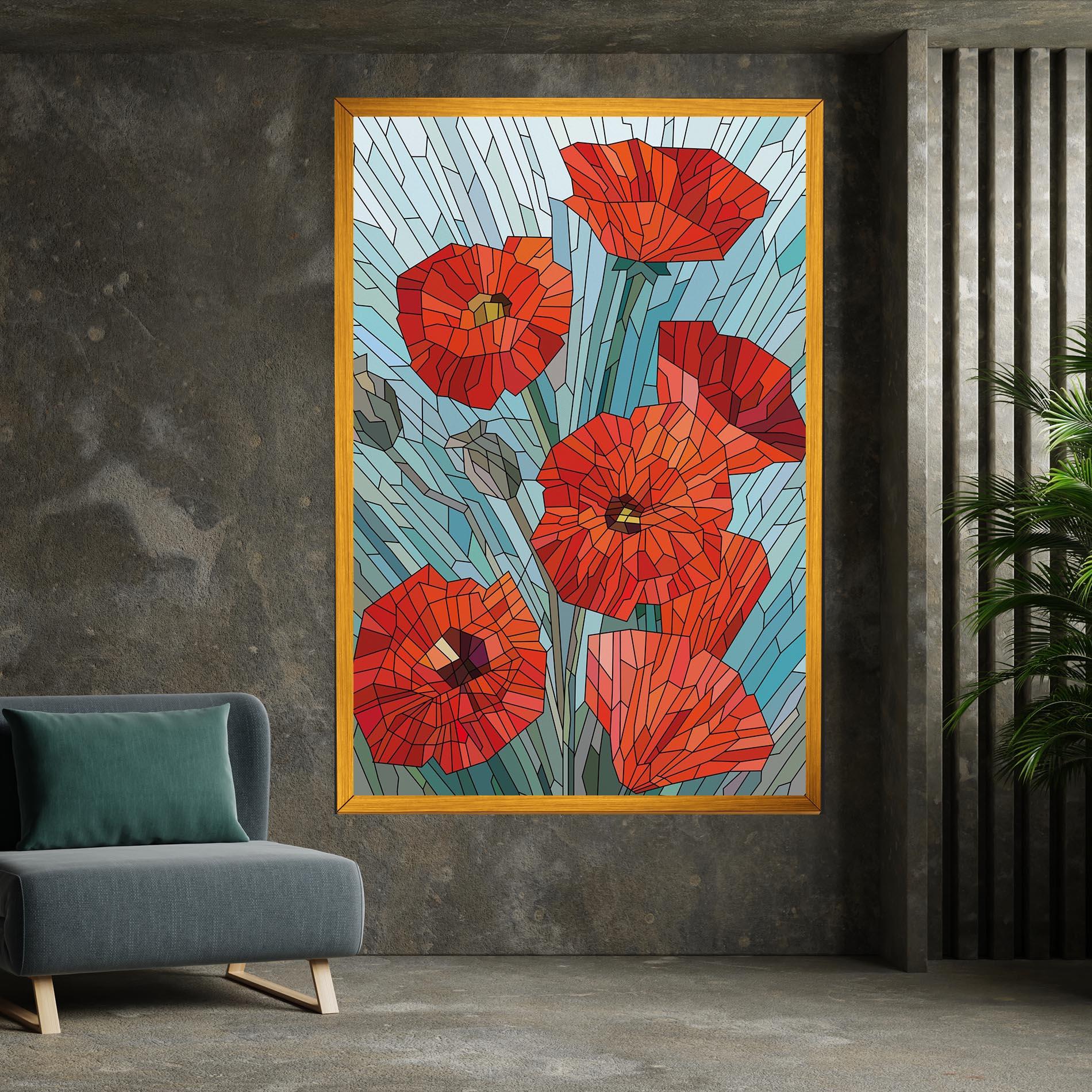 Vászonkép Blue Glass Poppy mockup 7