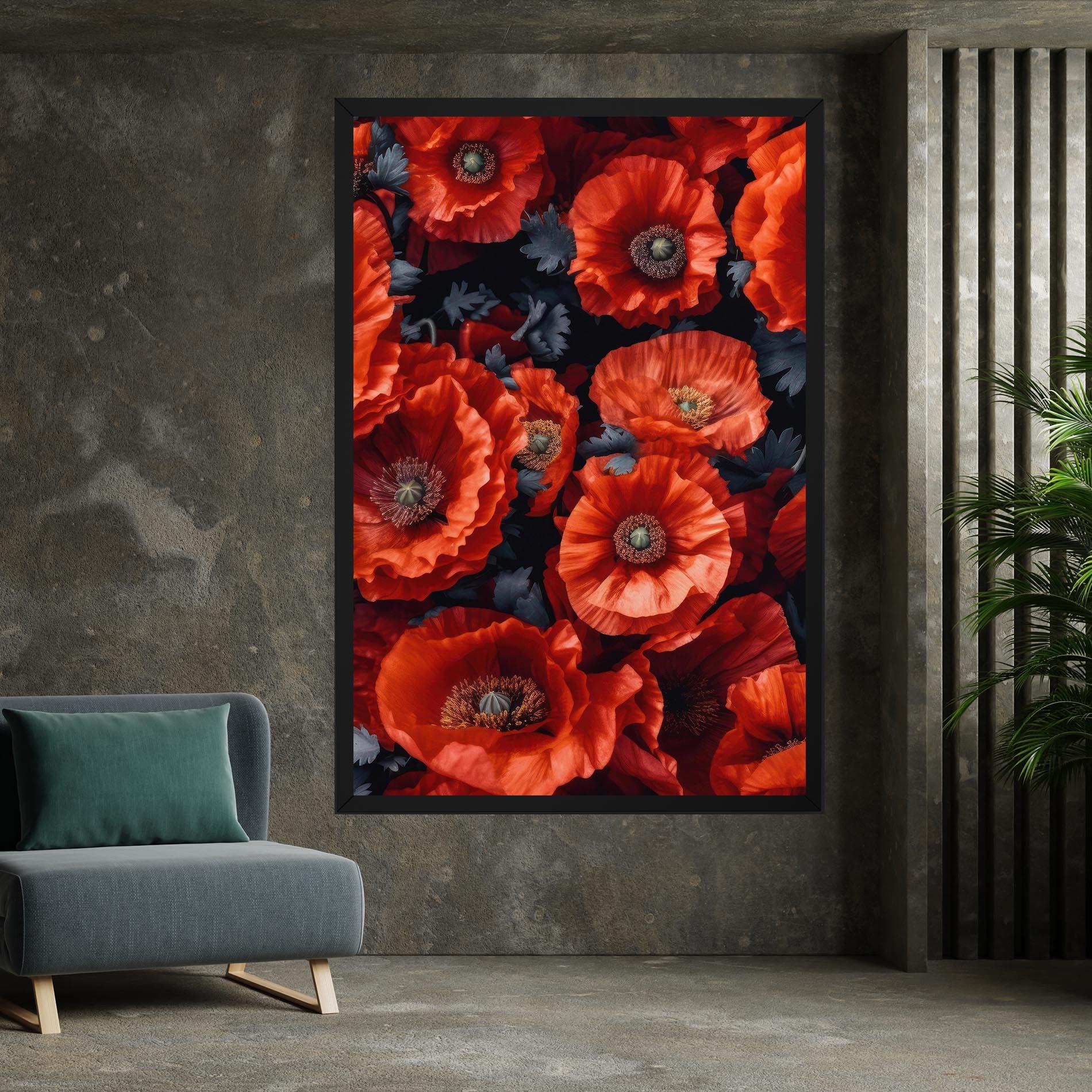 Vászonkép Black Red Poppies mockup 7
