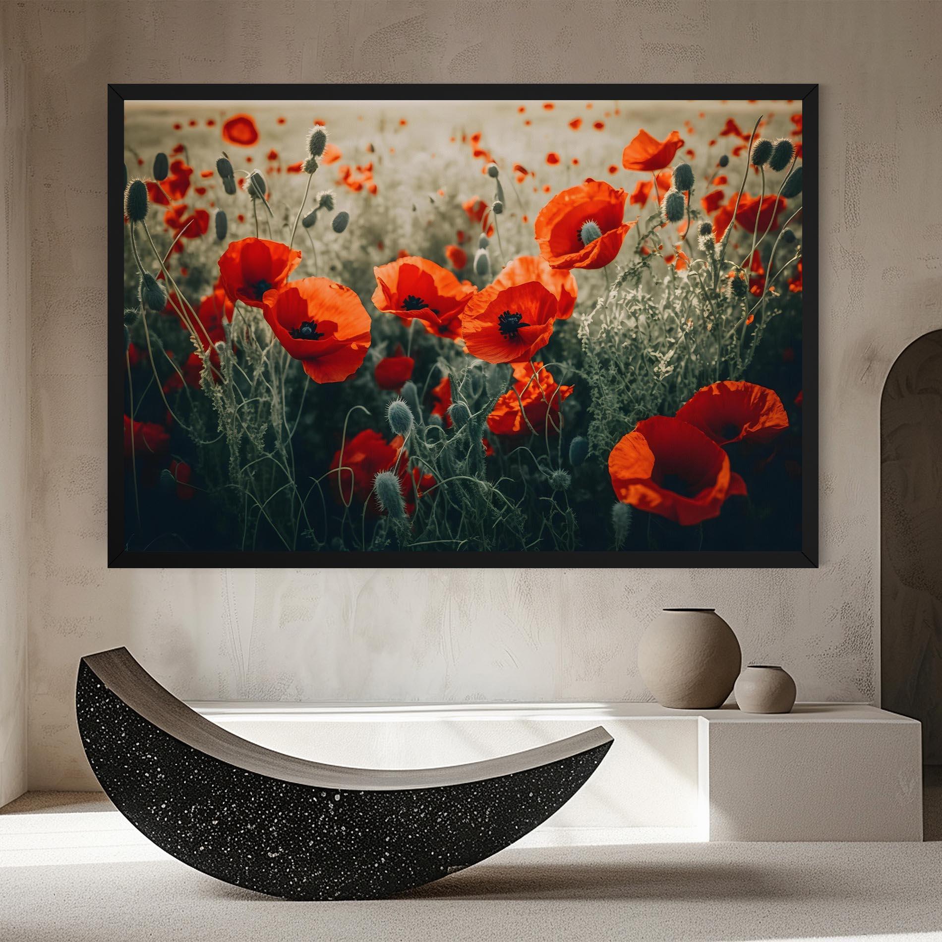 Vászonkép Poppy Grass Field mockup 8