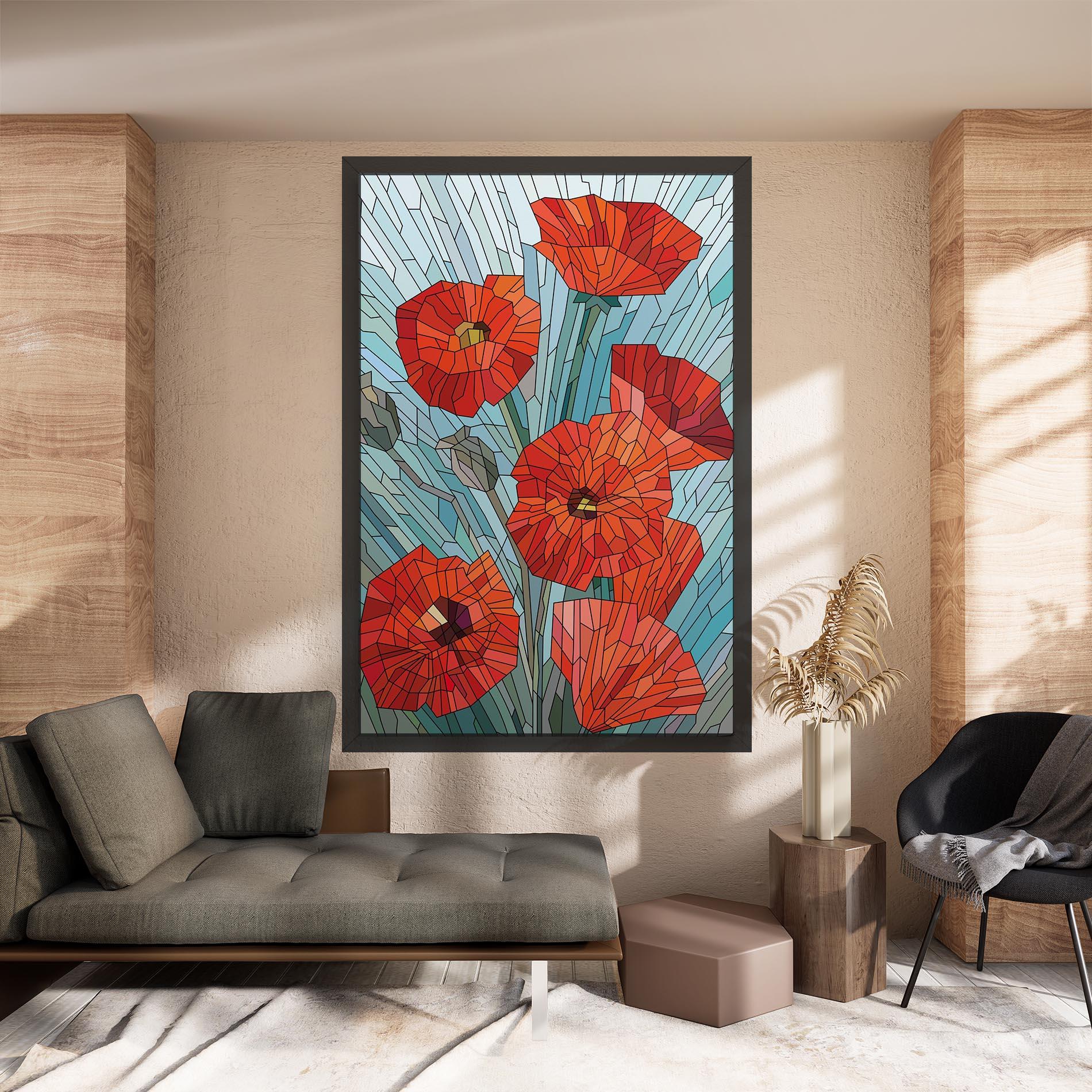 Vászonkép Blue Glass Poppy mockup 8