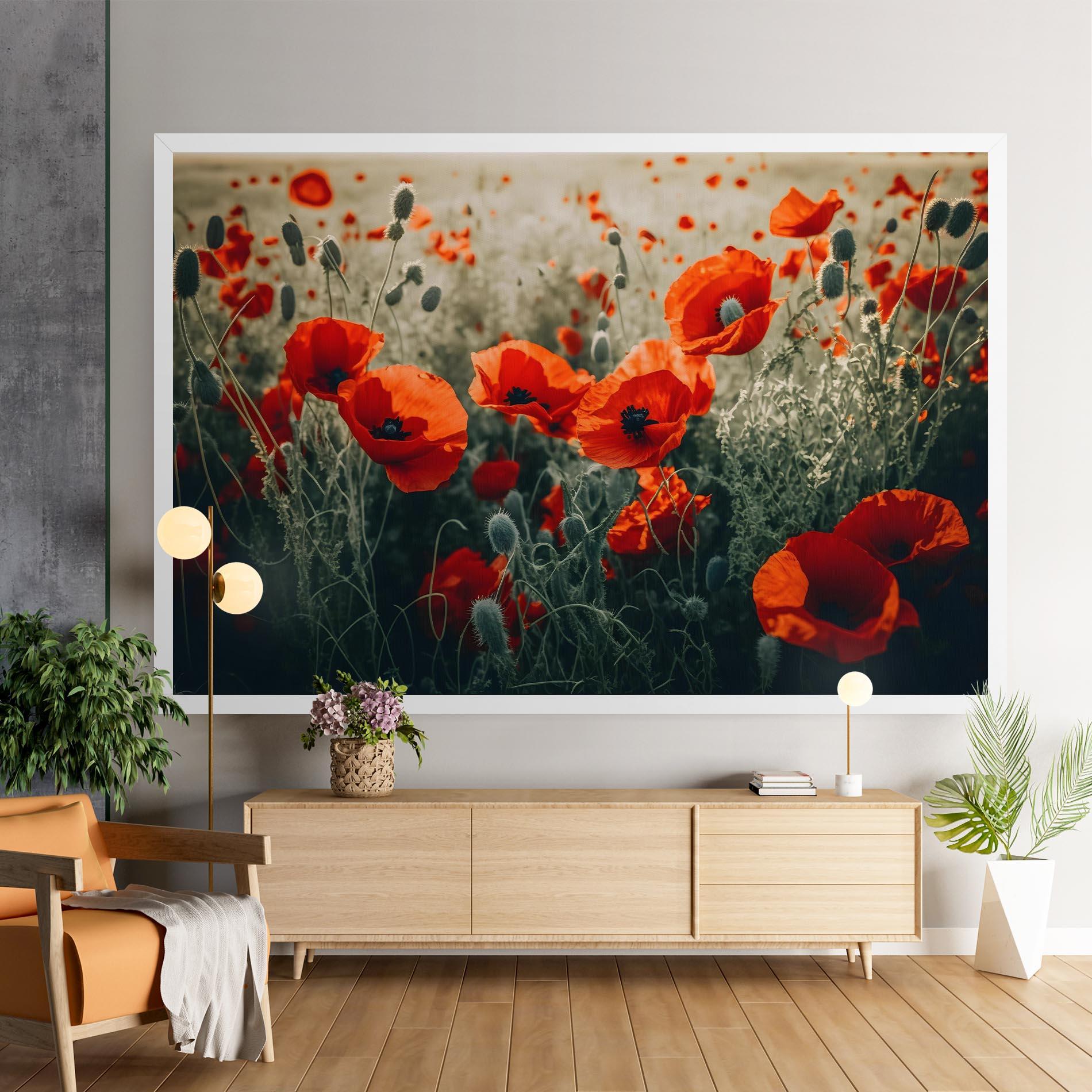 Vászonkép Poppy Grass Field mockup 9