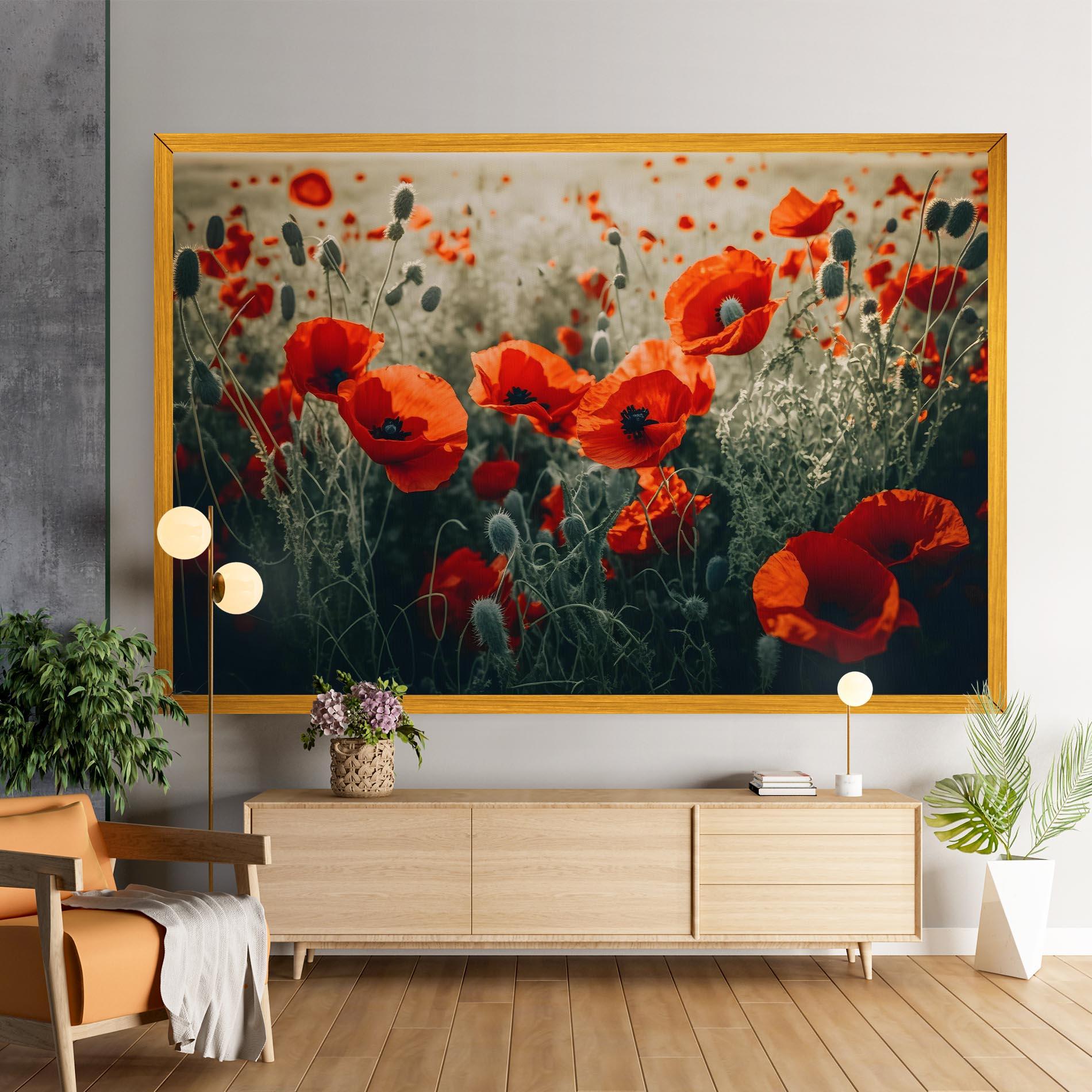 Vászonkép Poppy Grass Field mockup 9
