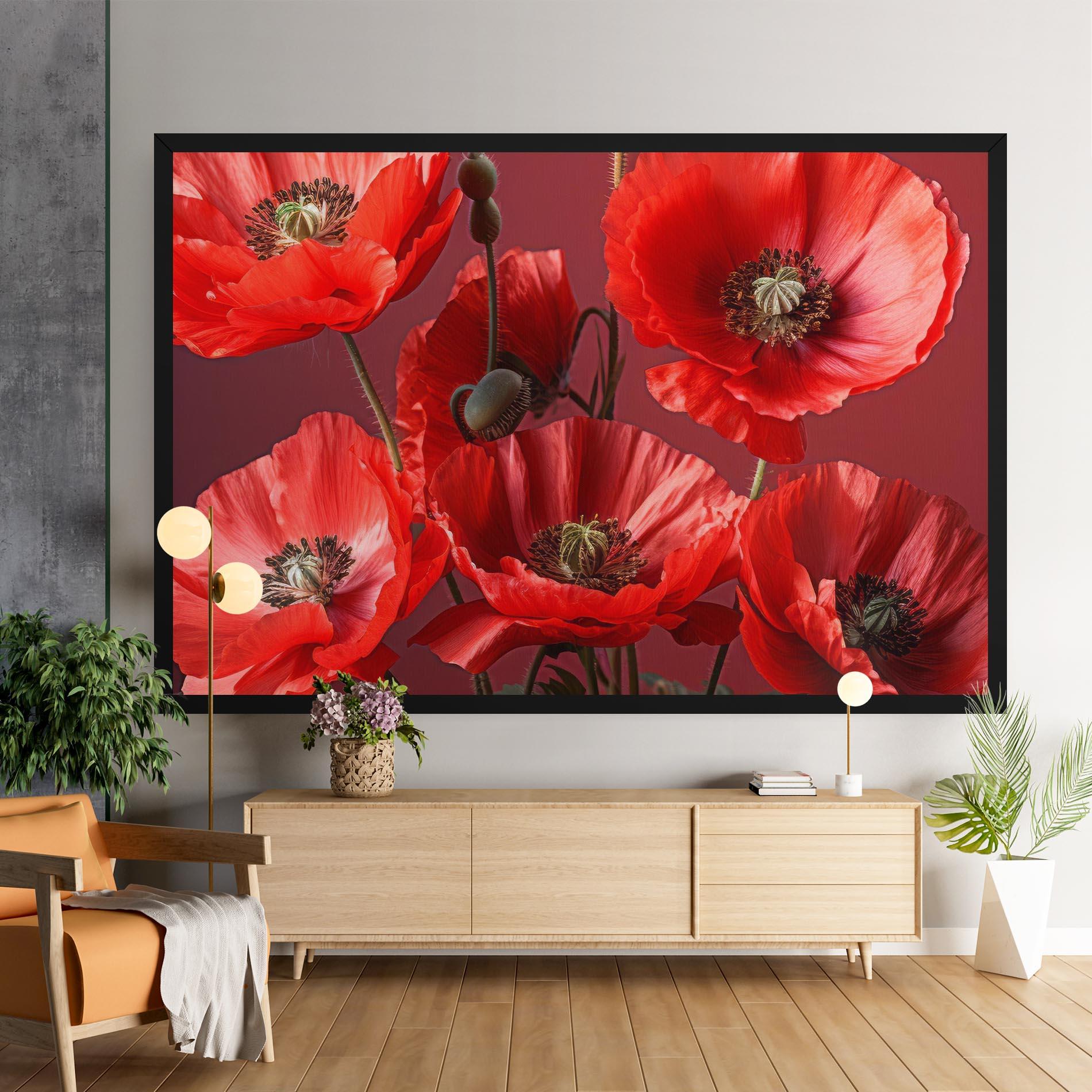 Vászonkép Red Poppies mockup 9