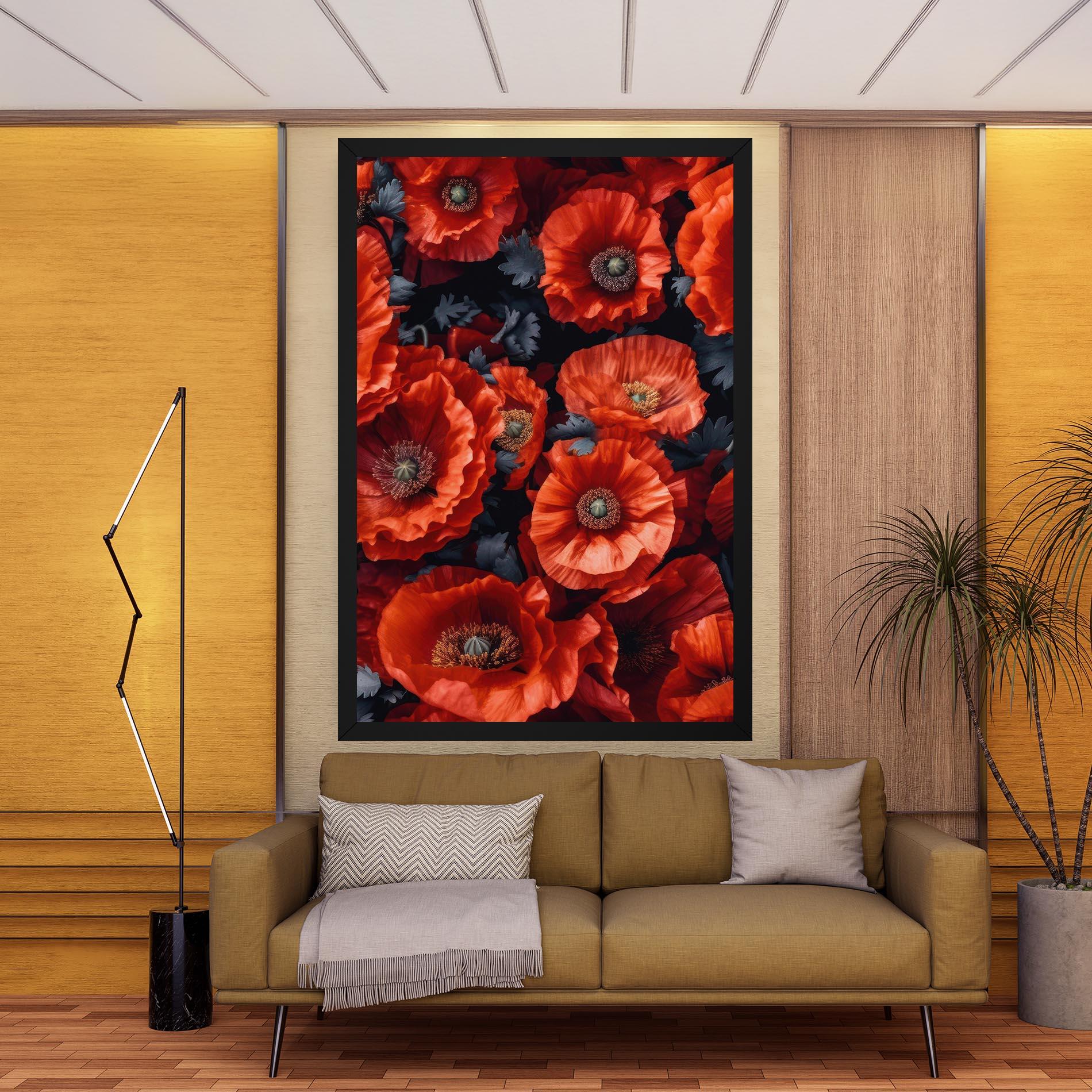 Vászonkép Black Red Poppies mockup 9