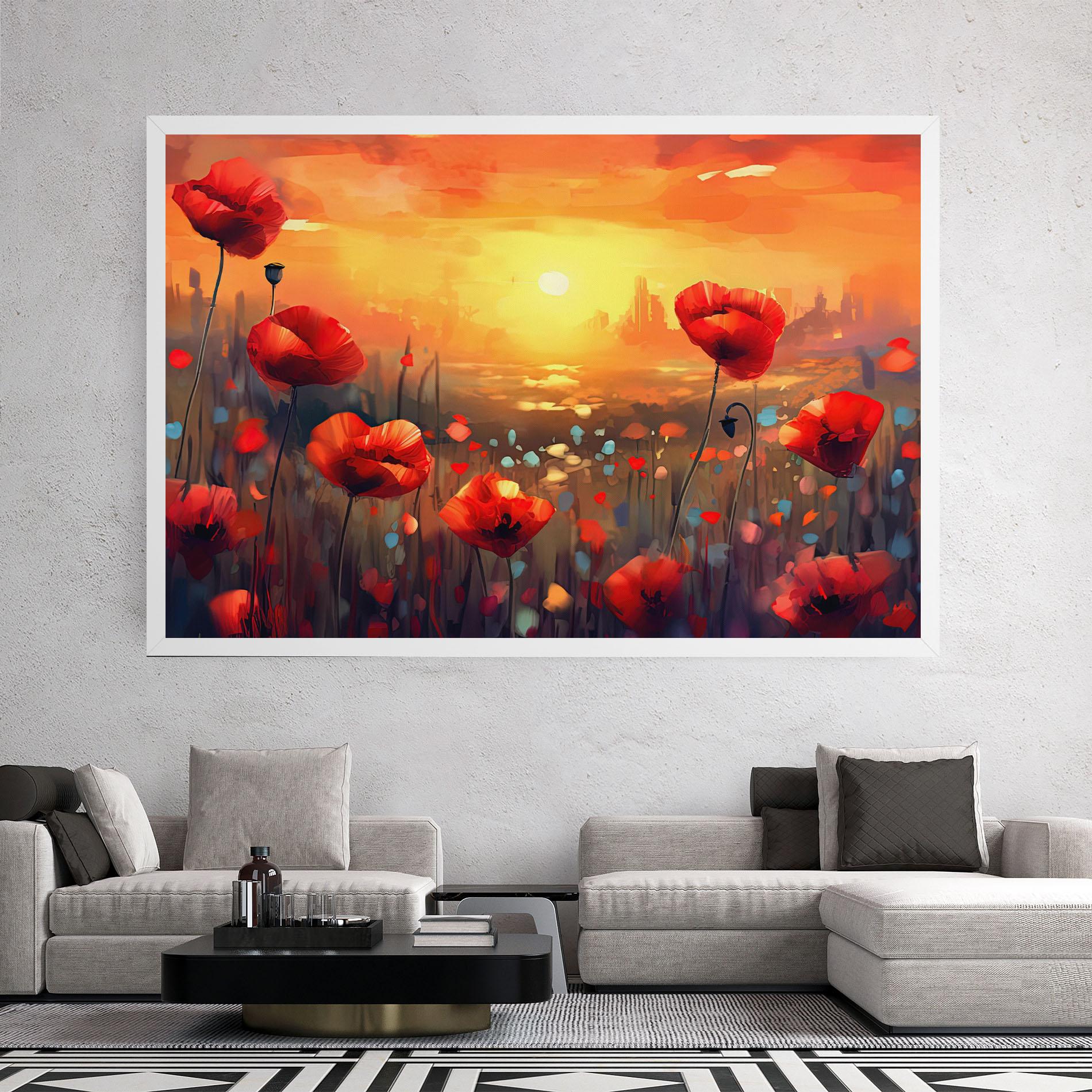 Vászonkép Sunrise Painting Poppies mockup 2