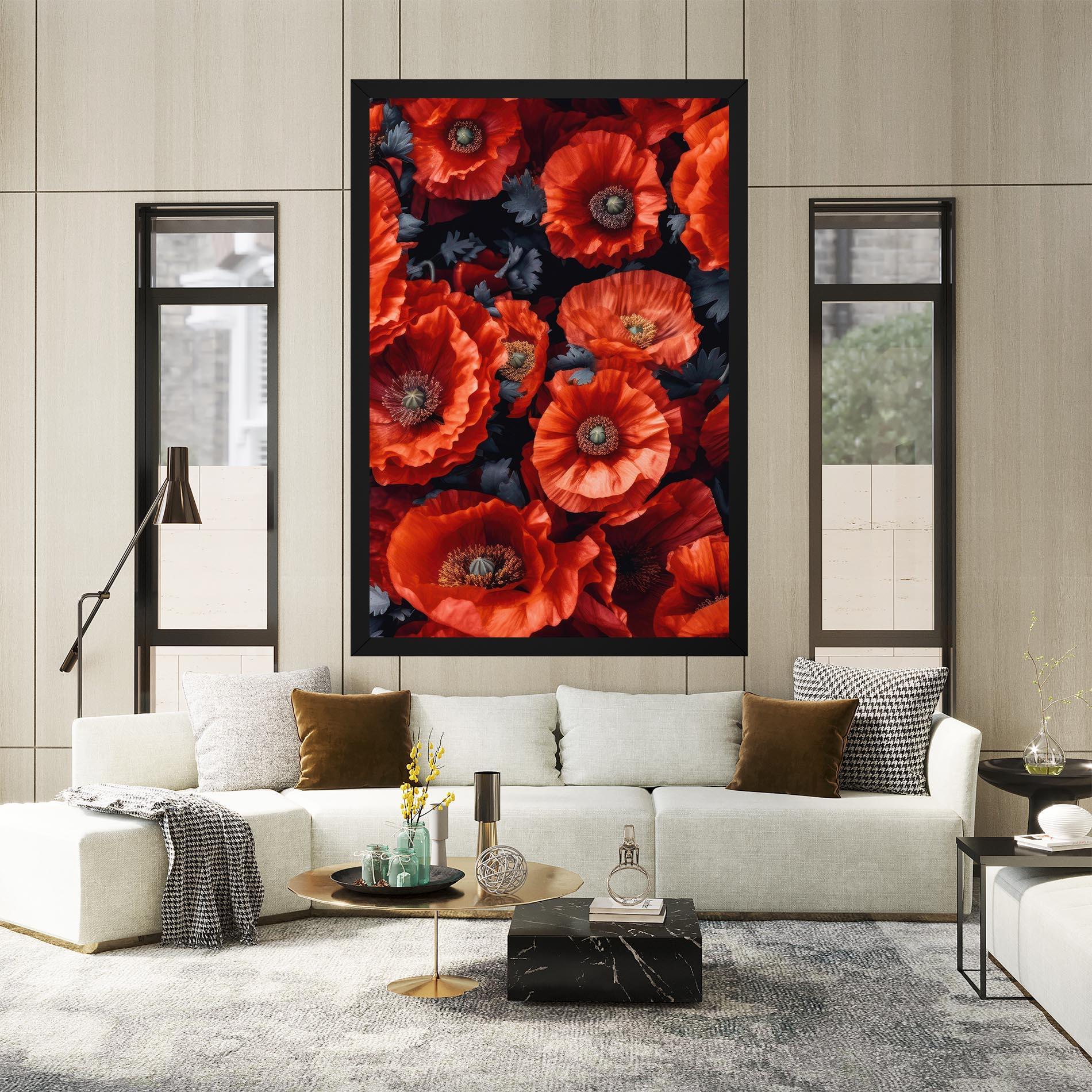 Vászonkép Black Red Poppies mockup 2