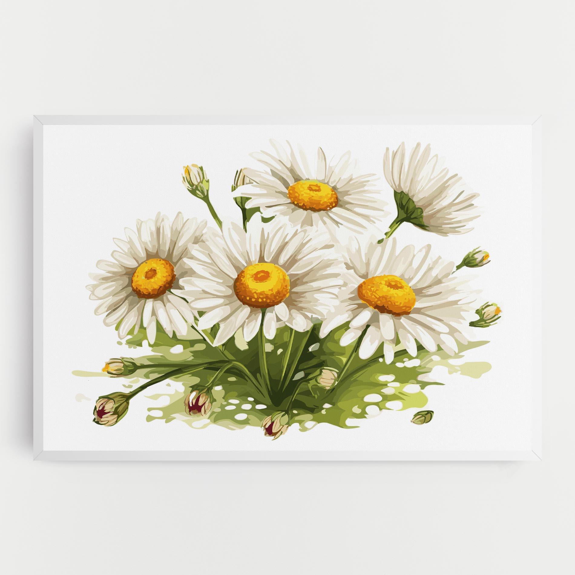 Vászonkép White Grey Daisy mockup 0