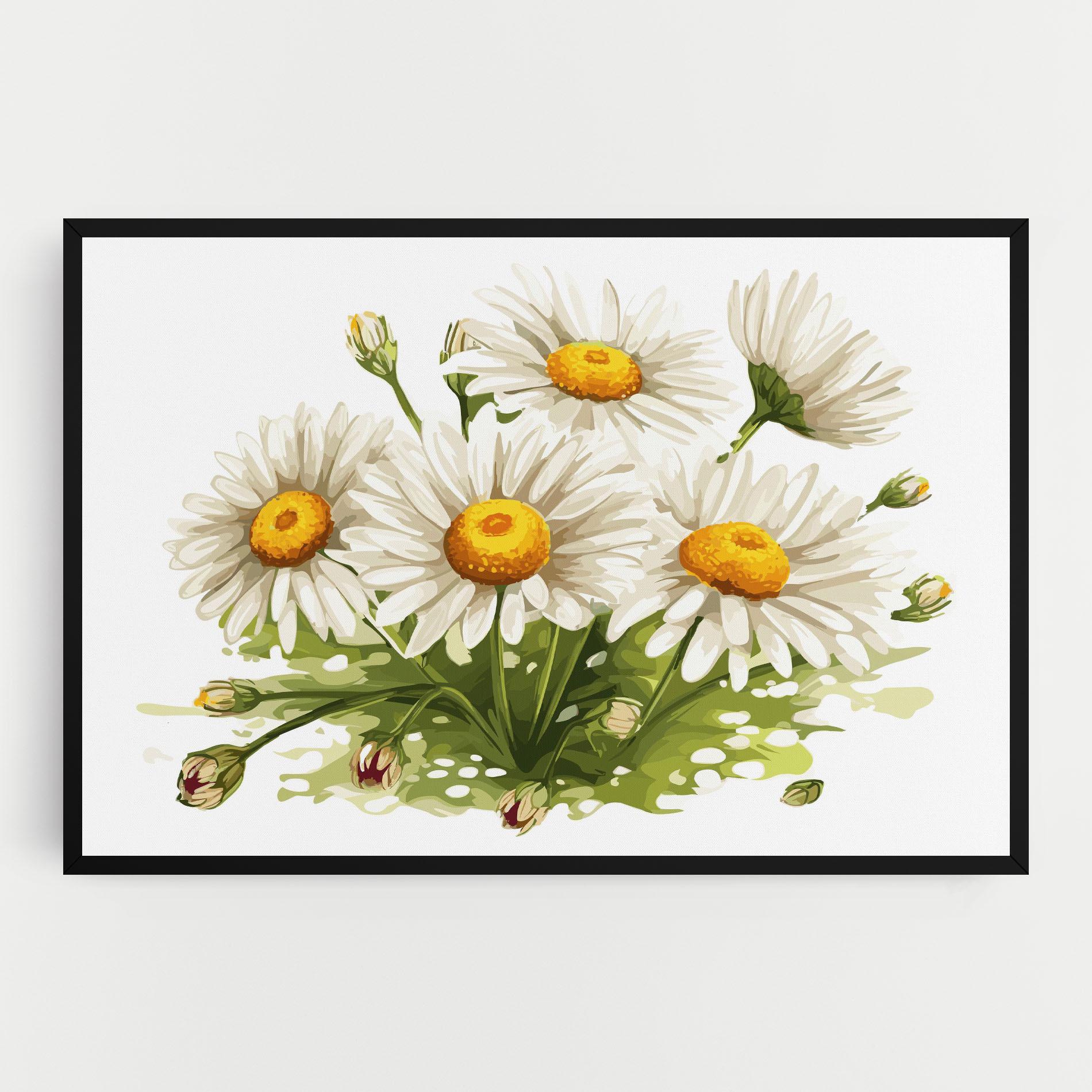 Vászonkép White Grey Daisy mockup 0