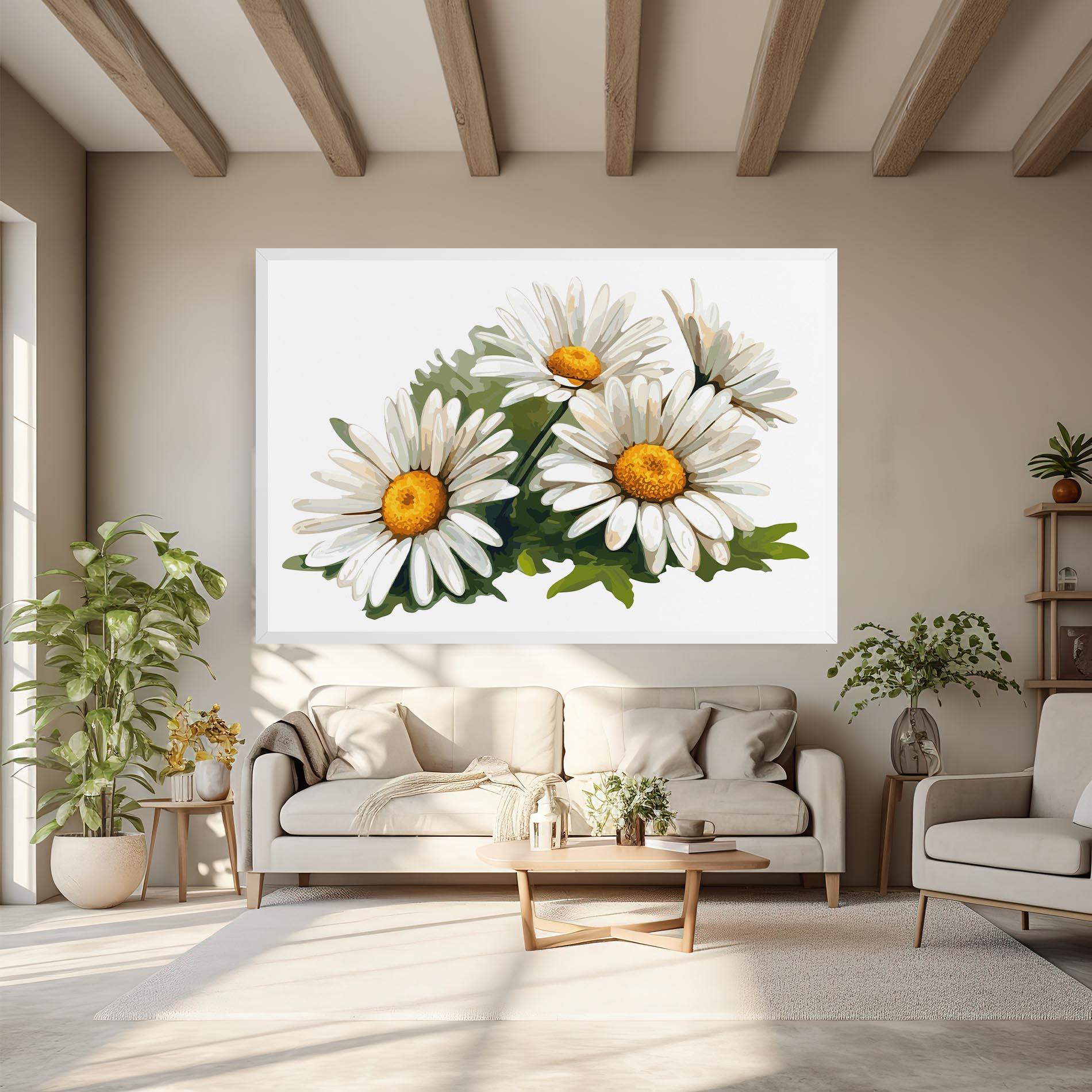Vászonkép Grey White Daisy mockup 6