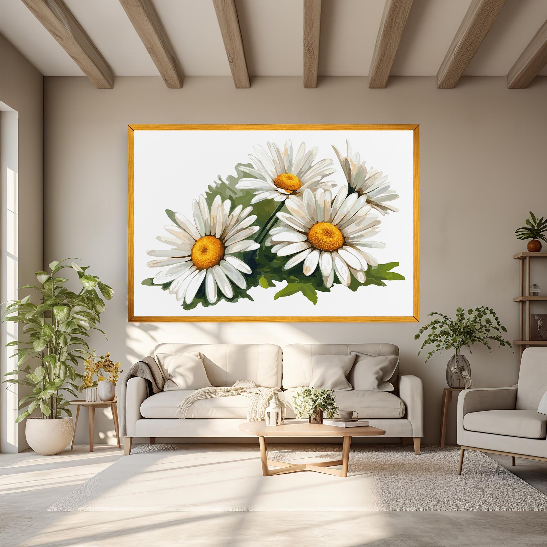 Vászonkép Grey White Daisy mockup 6