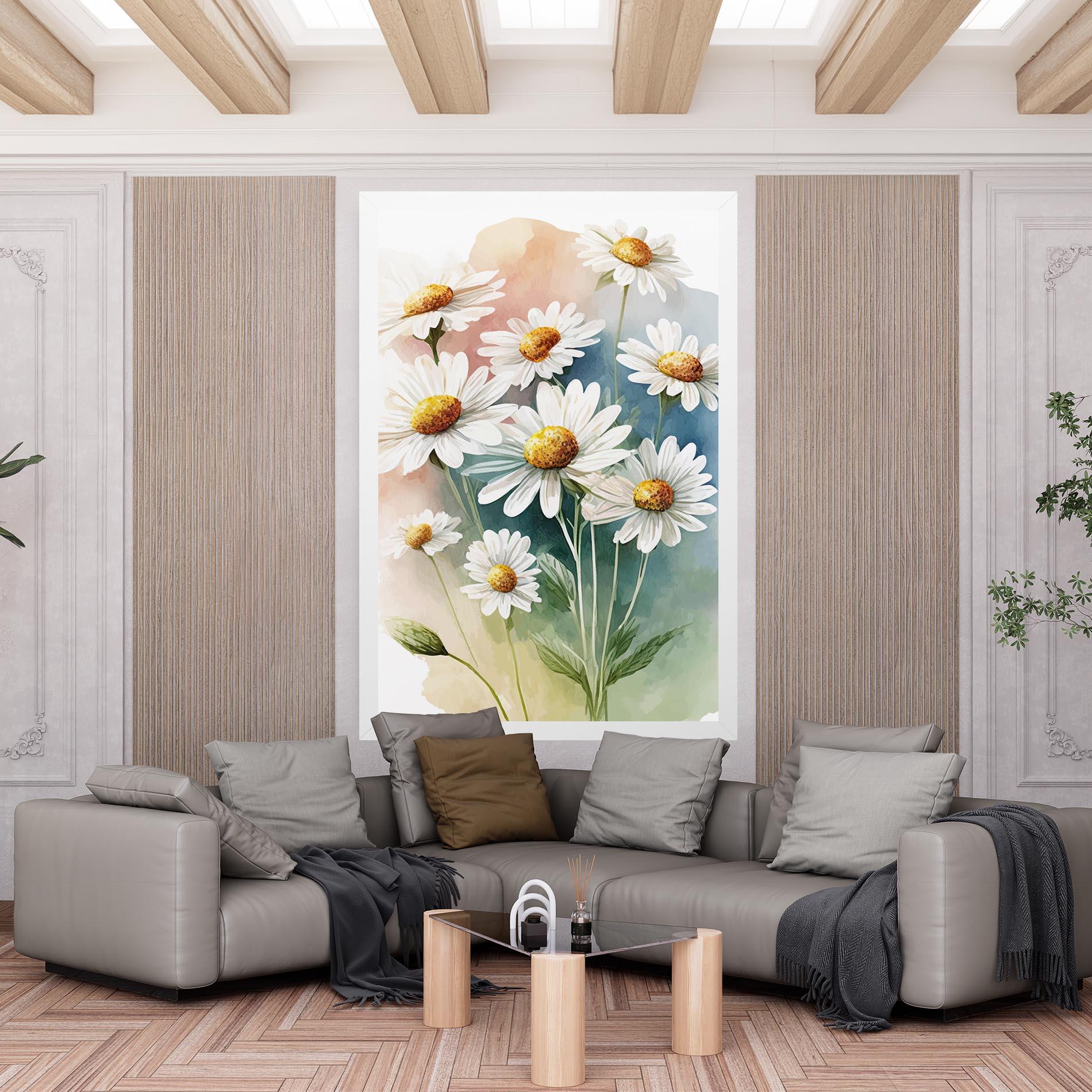 Vászonkép White Daisy Art mockup 6