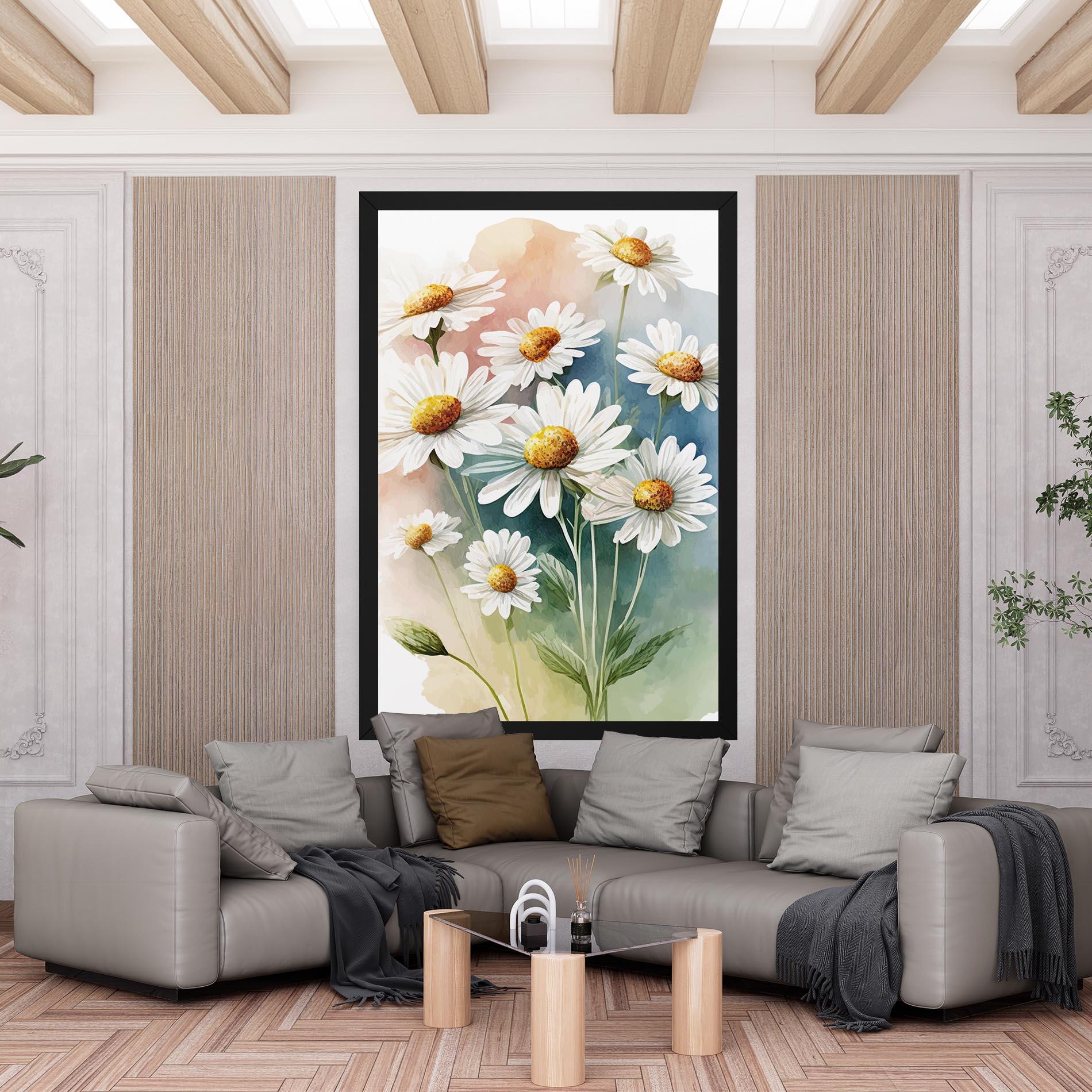 Vászonkép White Daisy Art mockup 6